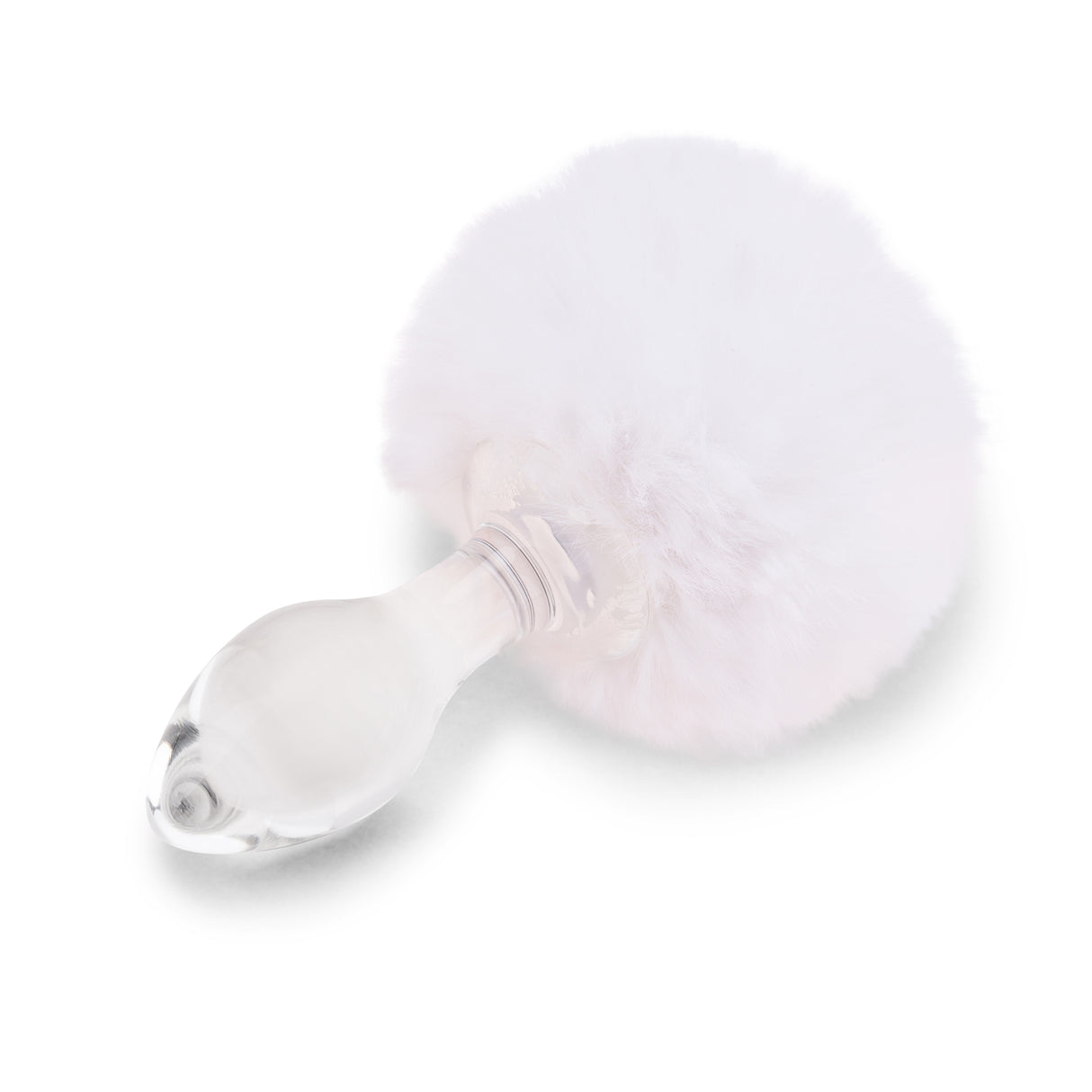 3.15" Frosted Fluff Tail Butt Plug Side profile showing the sleek, gently tapered tip and the curved insertable shaft.
