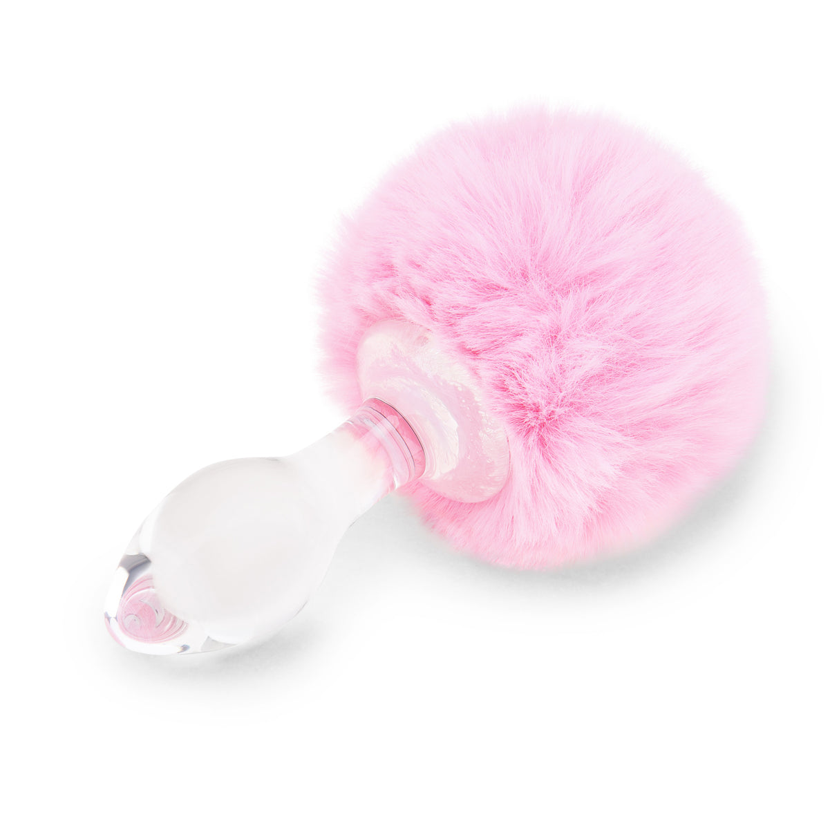 3.15" Pink Puff Tail Butt Plug Side profile showing the petite, silky-smooth shape and gently tapered tip.