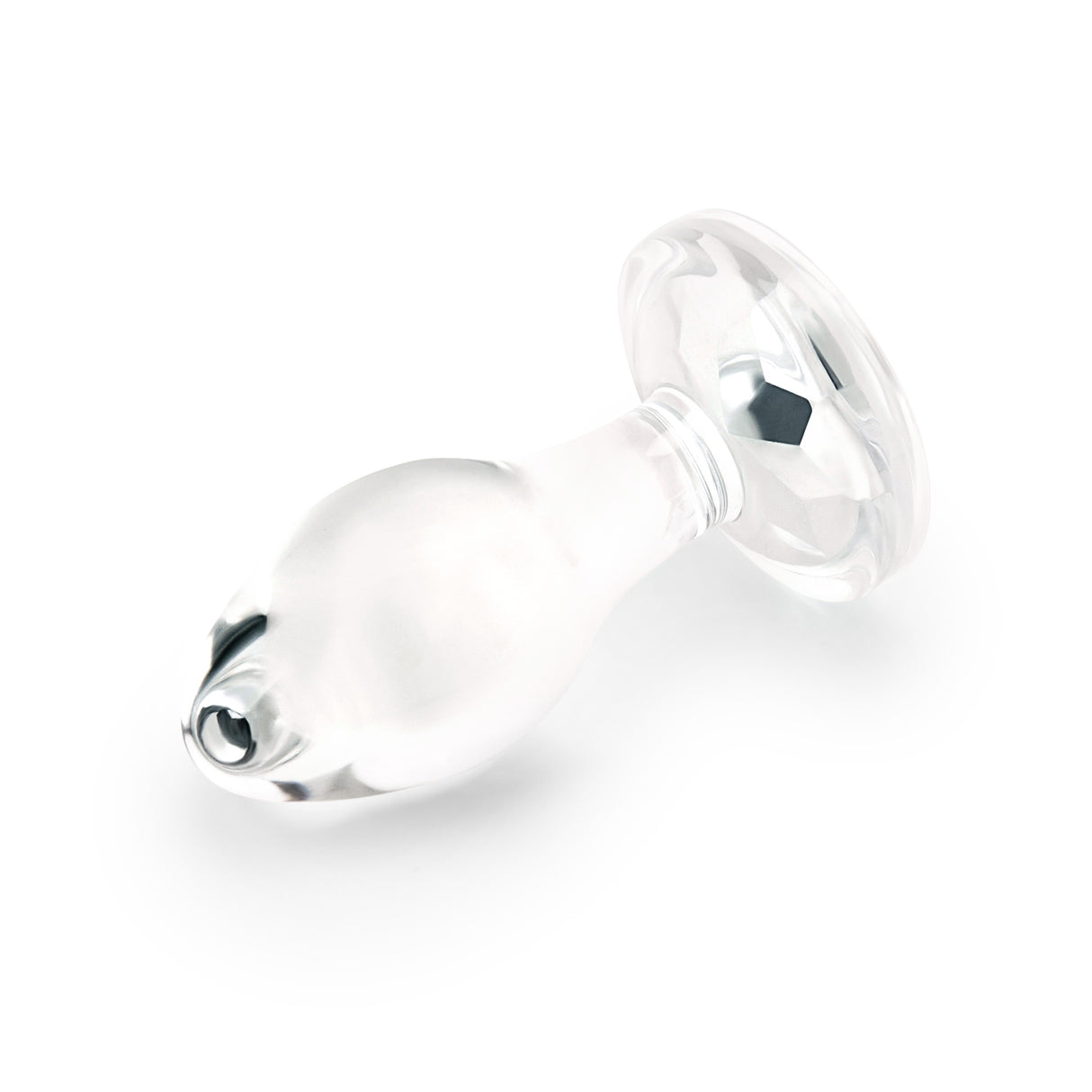 3" Rear Sparkle Butt Plug - Small
Side view showing the teardrop tip, slender retaining neck, and wide safety base.