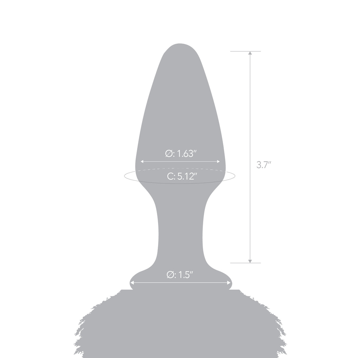 4.35" Midnight Prowl Tail Butt Plug dimensions