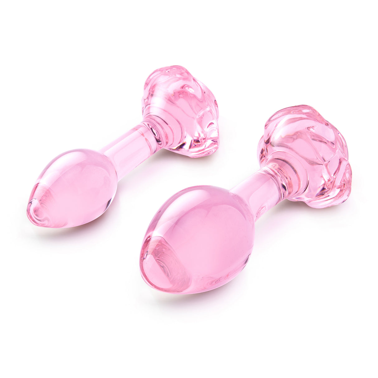 b-Vibe Pink Roses Glass Butt Plug Training Set