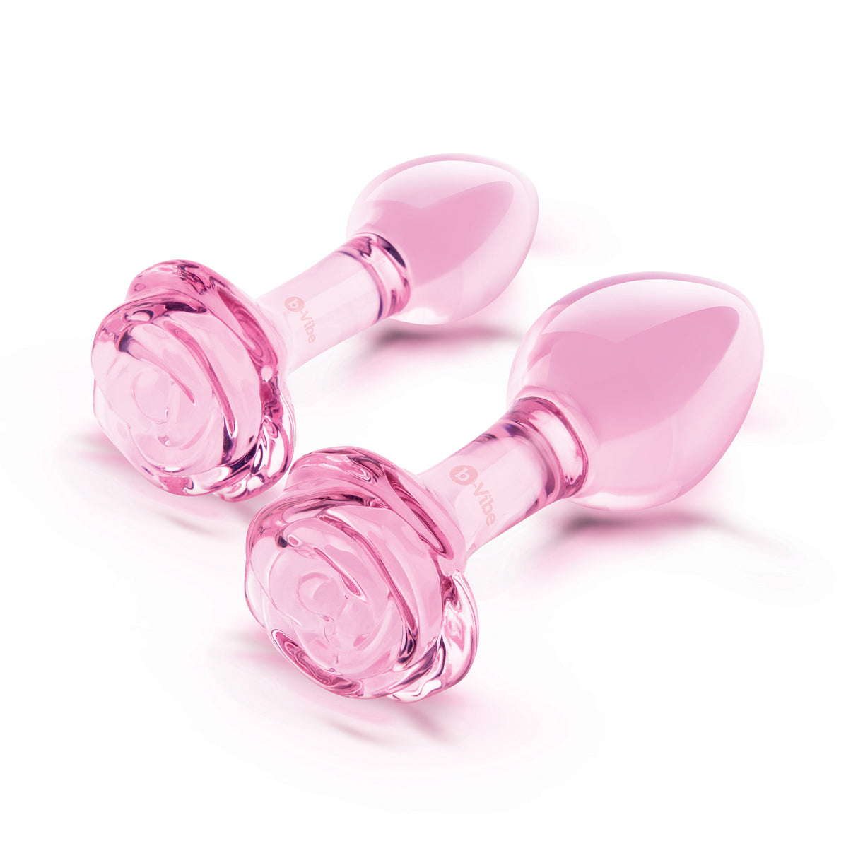 b-Vibe Pink Roses Glass Butt Plug Training Set
