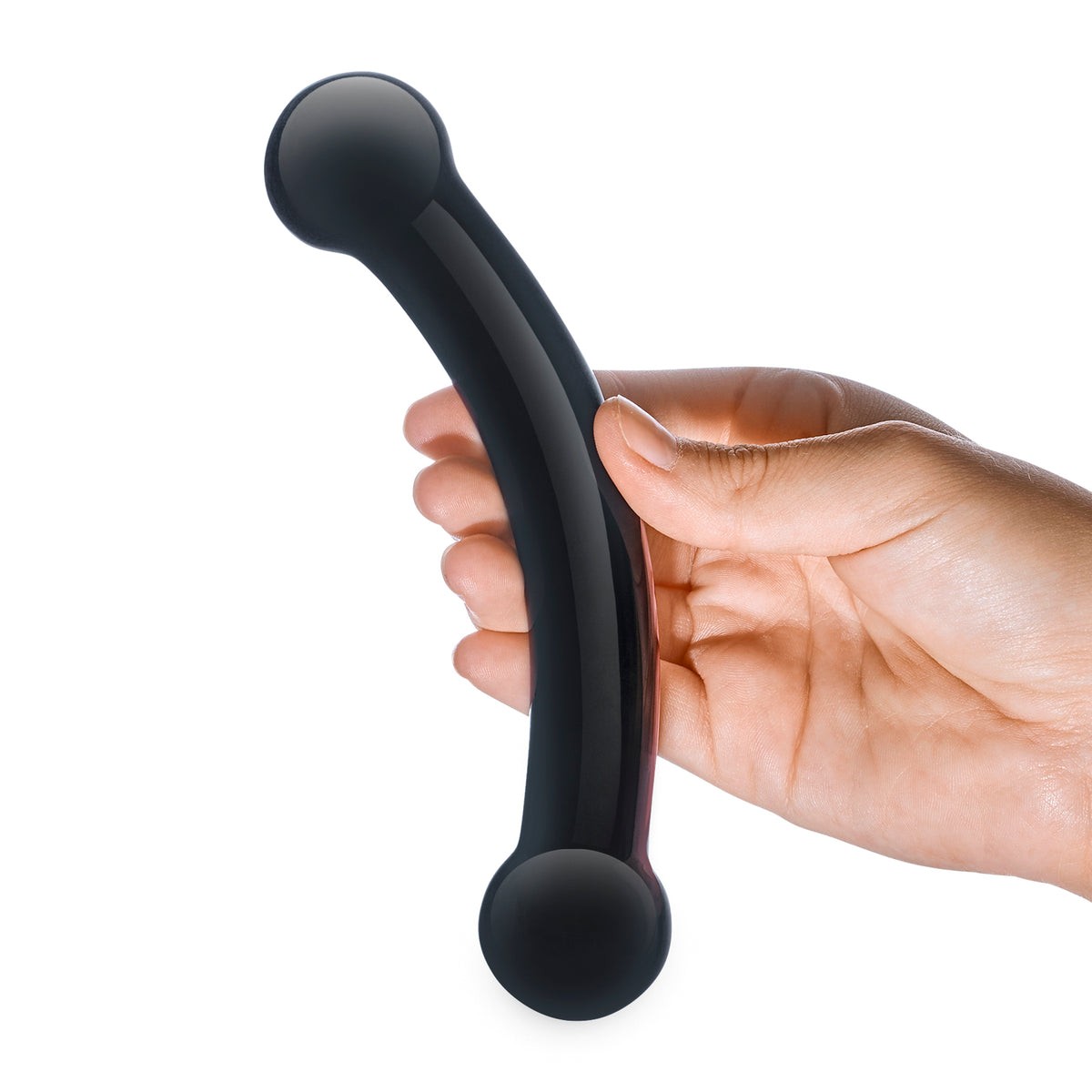 5" Double Bull Black Curved Glass Dildo