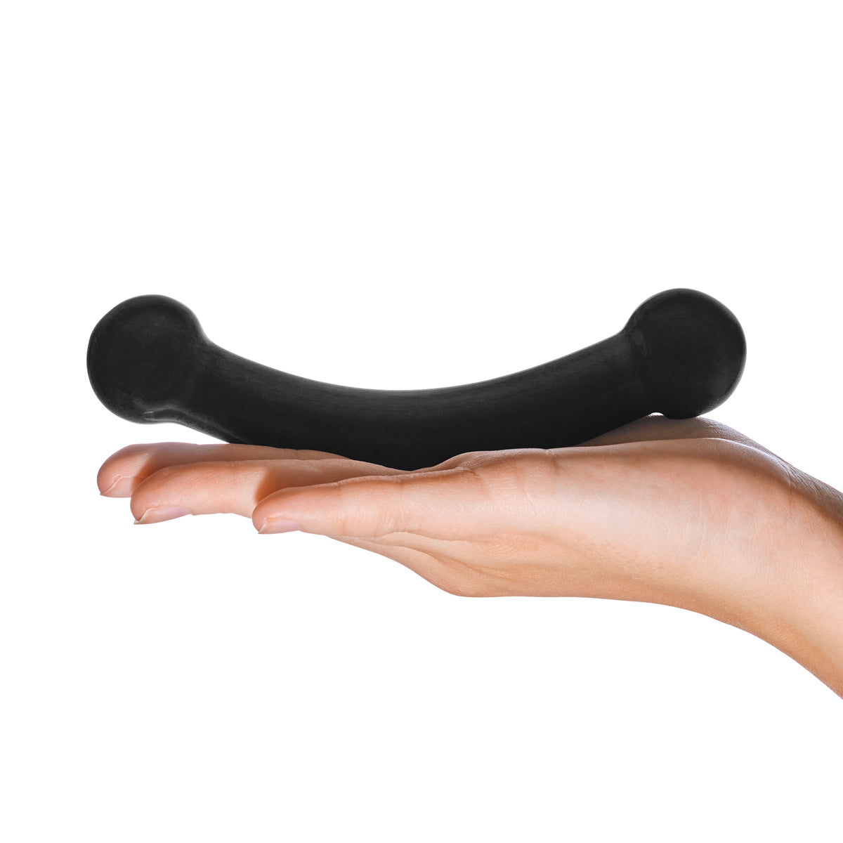 5" Double Bull Black Curved Glass Dildo