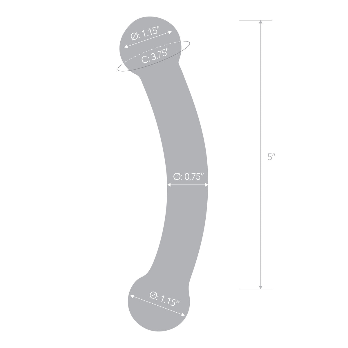 5" Double Bull Black Curved Glass Dildo