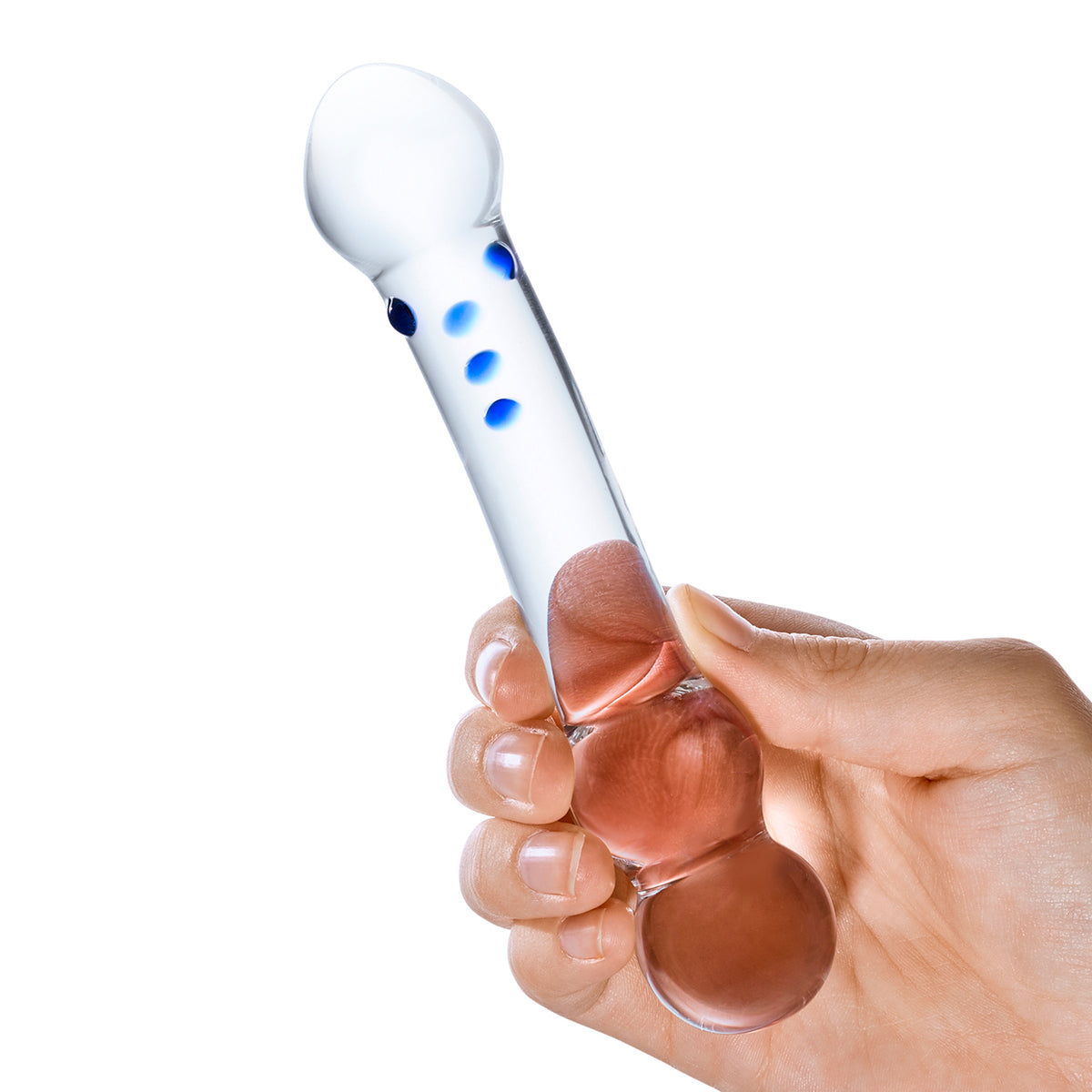 6" Curved G-spot Nubbed Glass Dildo