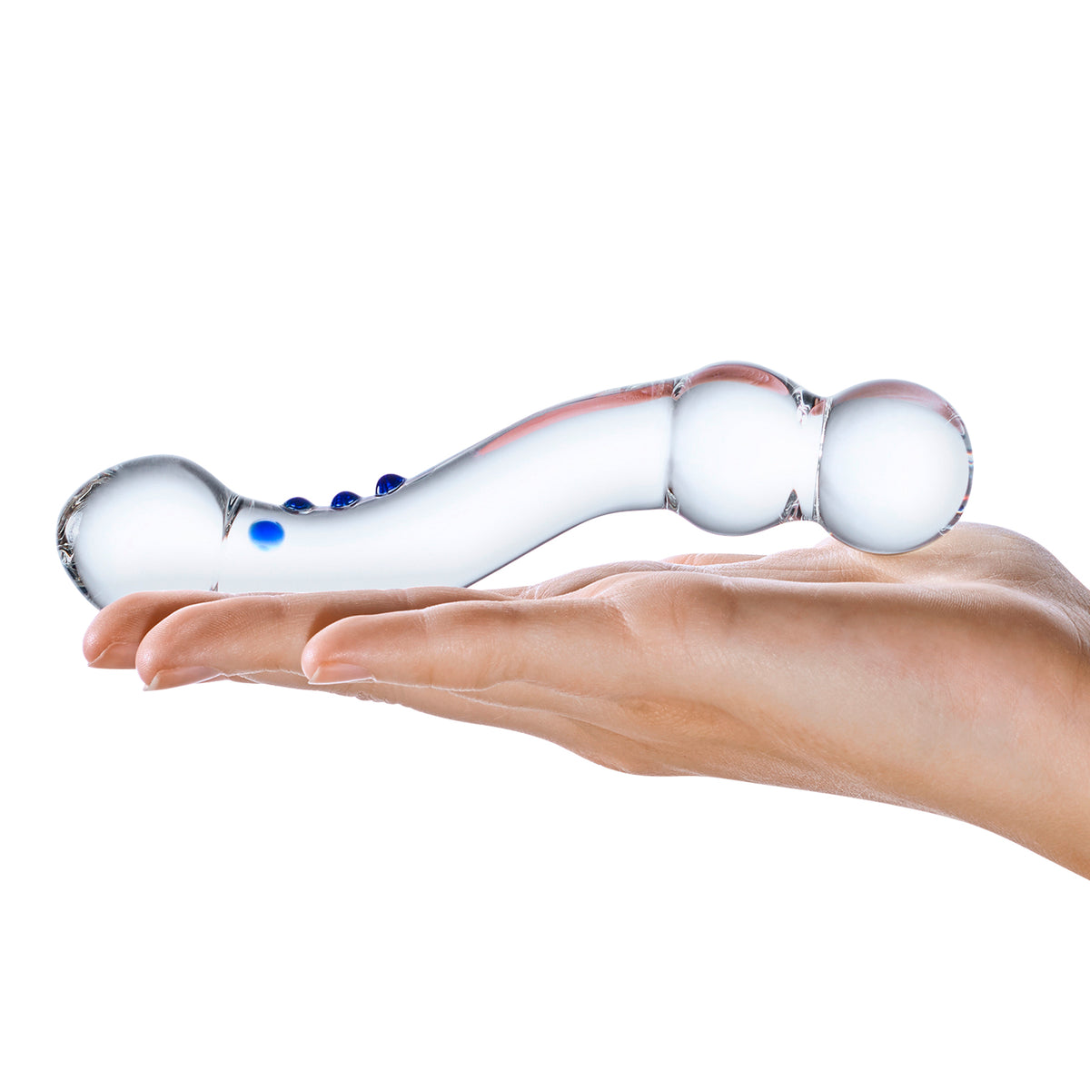 6" Curved G-spot Nubbed Glass Dildo