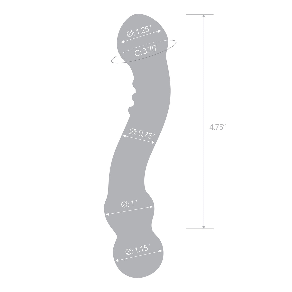 6" Curved G-spot Nubbed Glass Dildo