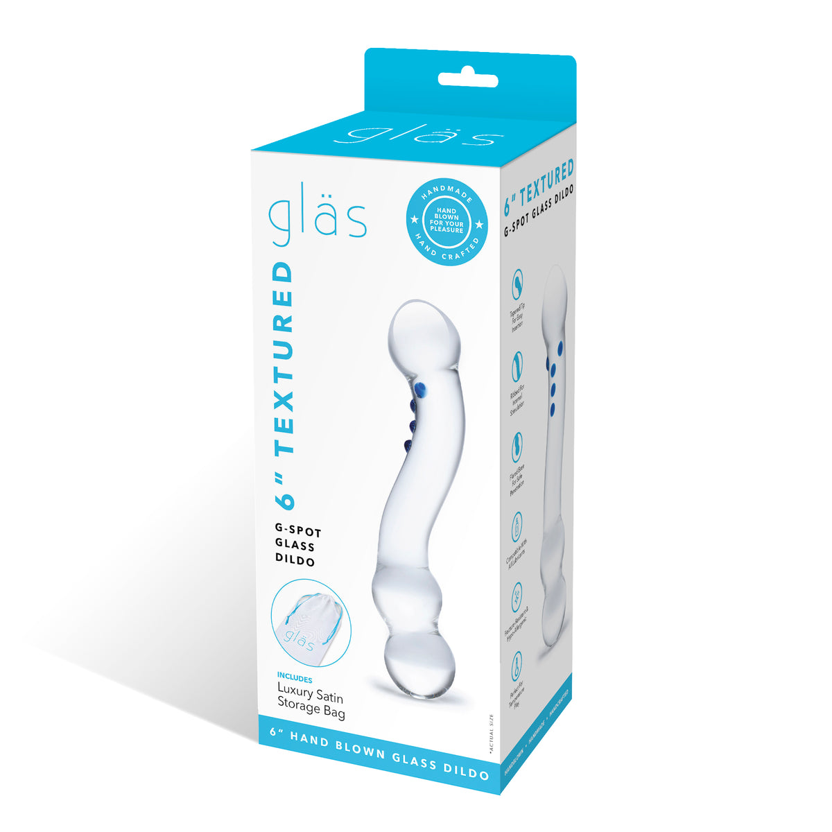6" Curved G-spot Nubbed Glass Dildo