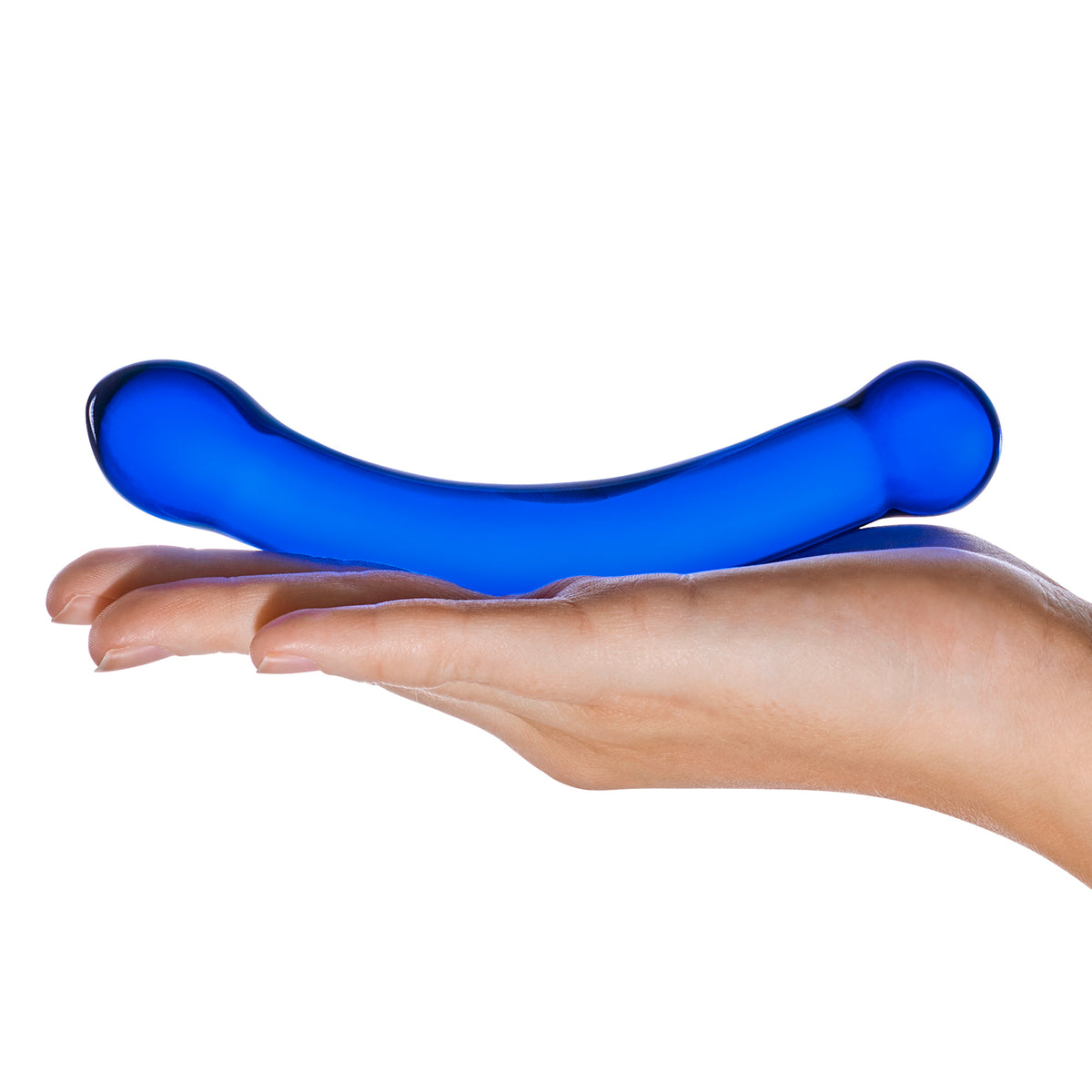 6" Curved G-spot Blue Glass Dildo