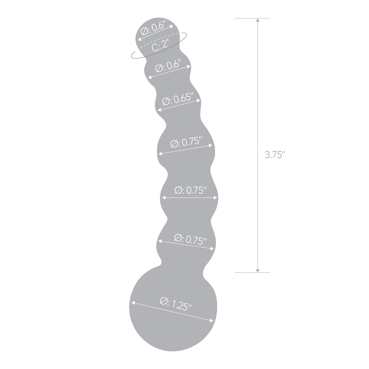 3.75" Curved Glass Anal Beads
