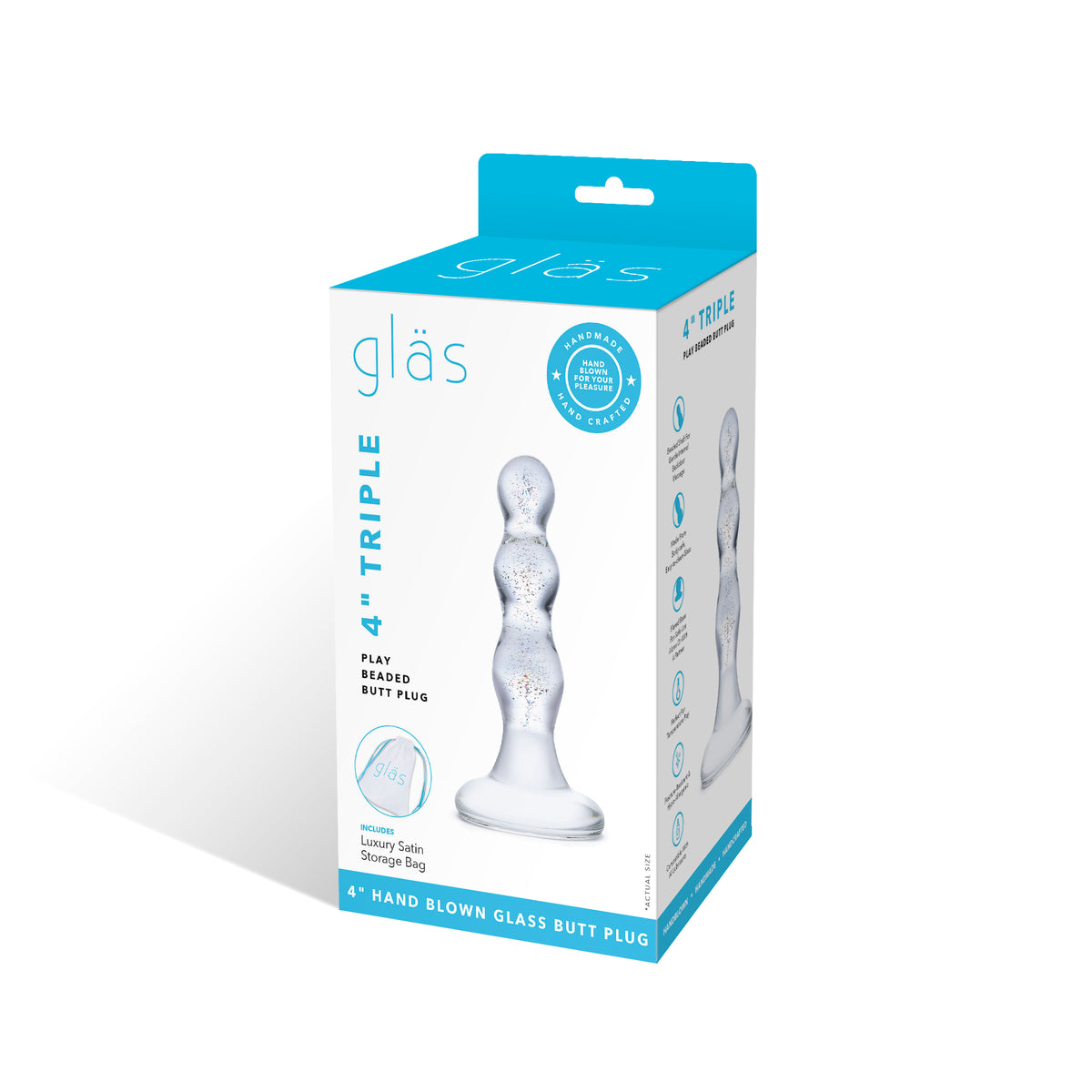 3.25" Triple Play Beaded Glass Butt Plug