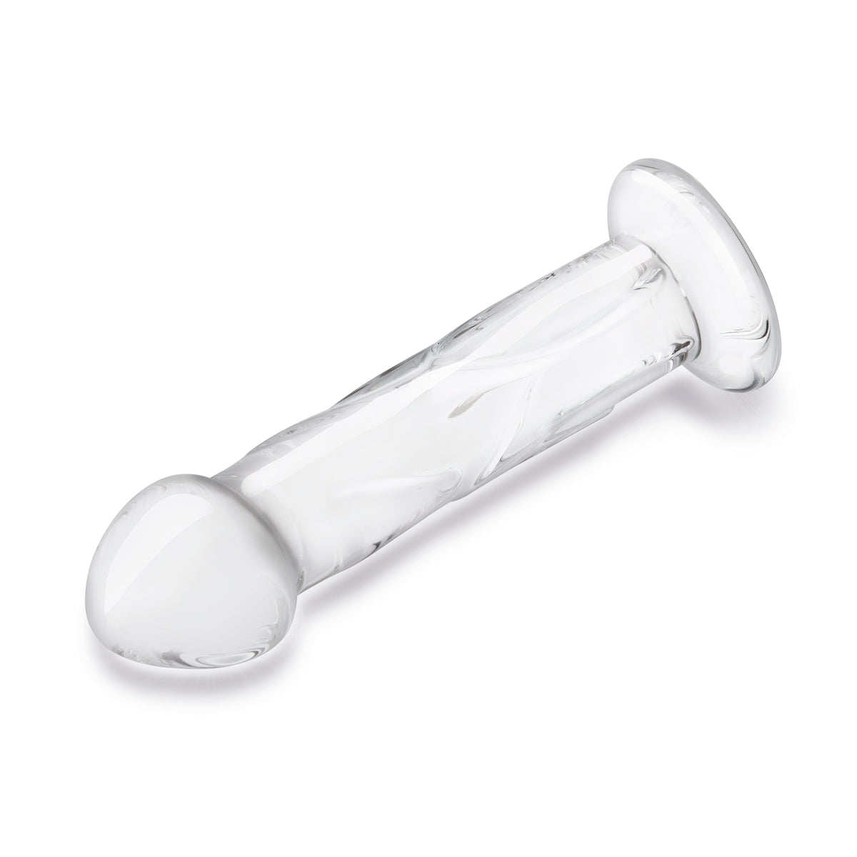 6" Veiny Glass Dildo With Flat Base