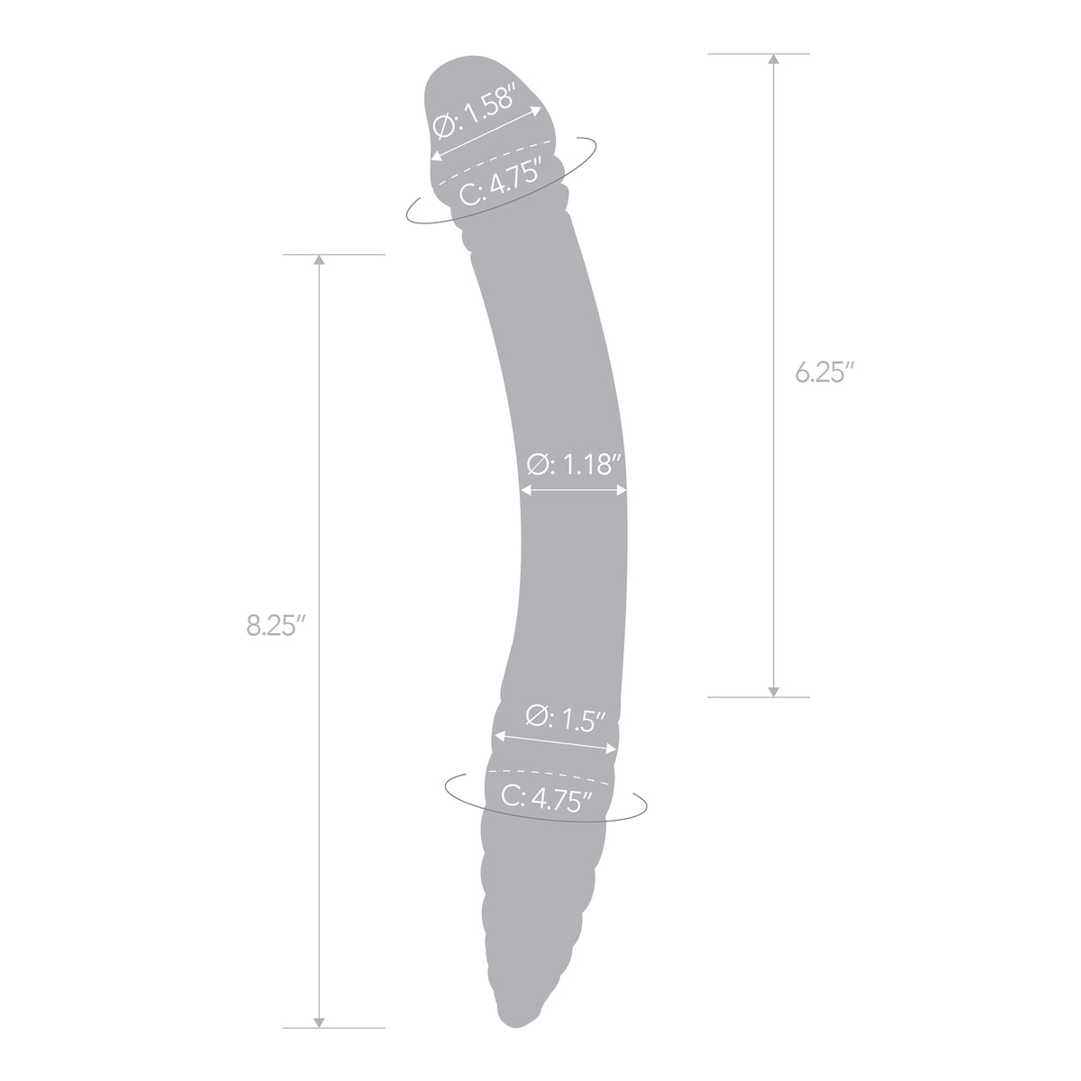 11" Blue Double-sided Ribbed Glass Dildo