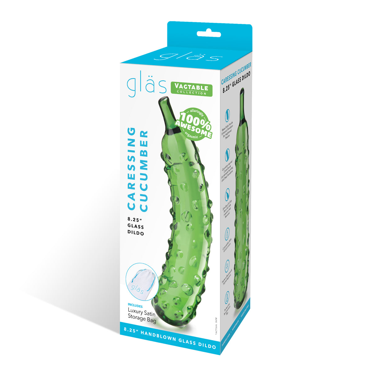 8.25" Caressing Cucumber Nubbed Glass Dildo