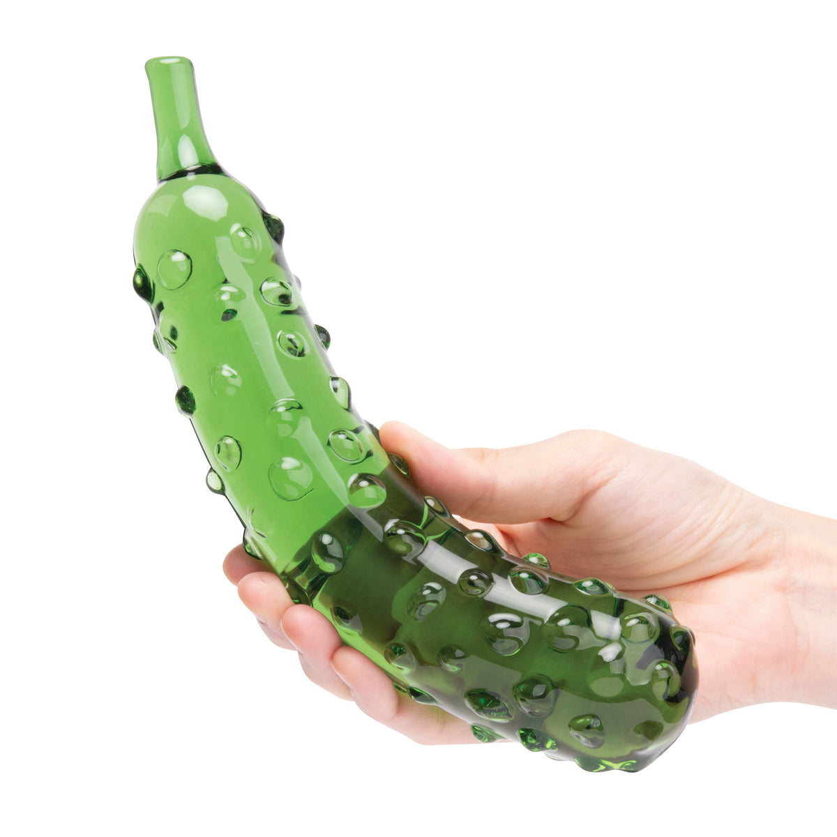 8.25" Caressing Cucumber Nubbed Glass Dildo
