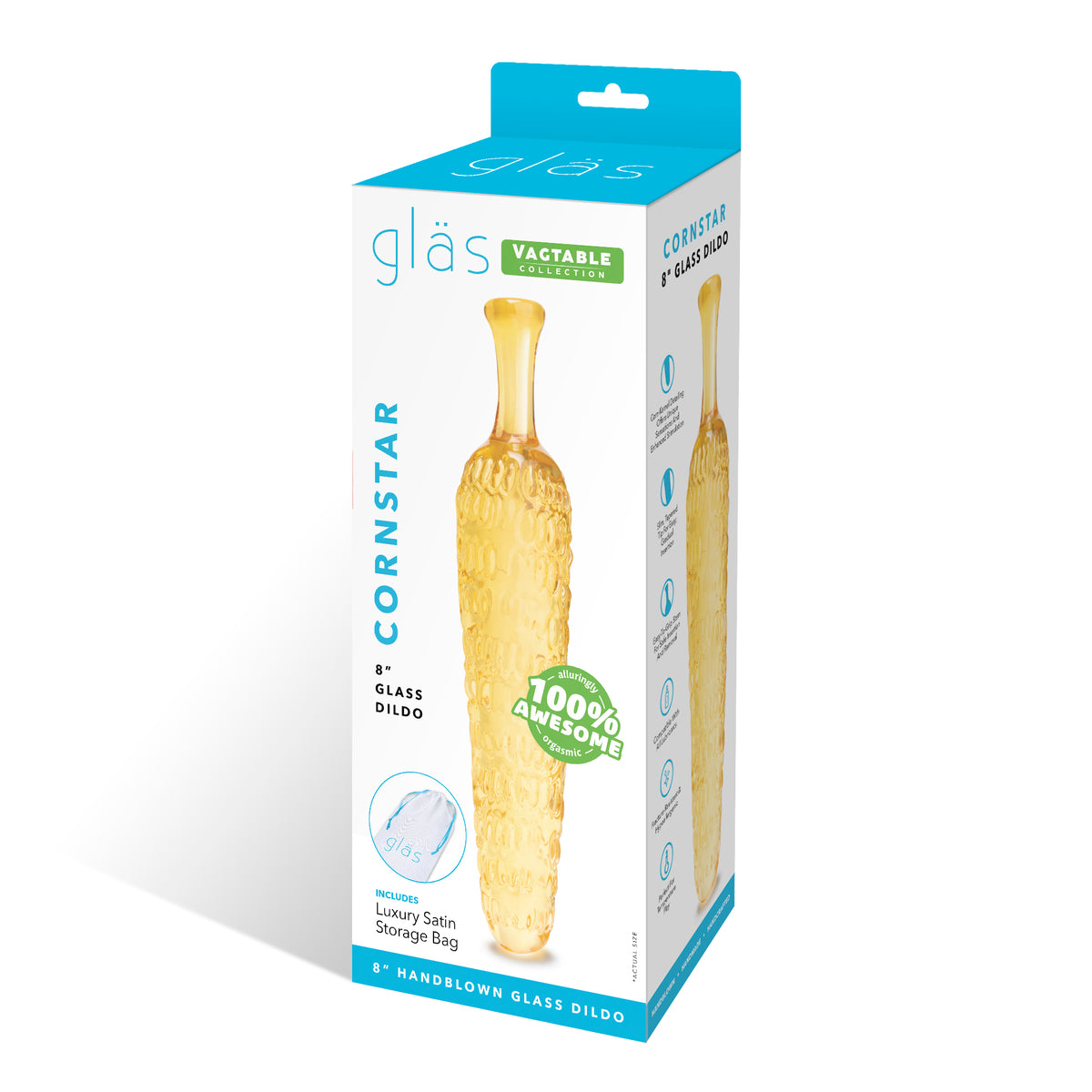 8" Cornstar Rippled Glass Dildo