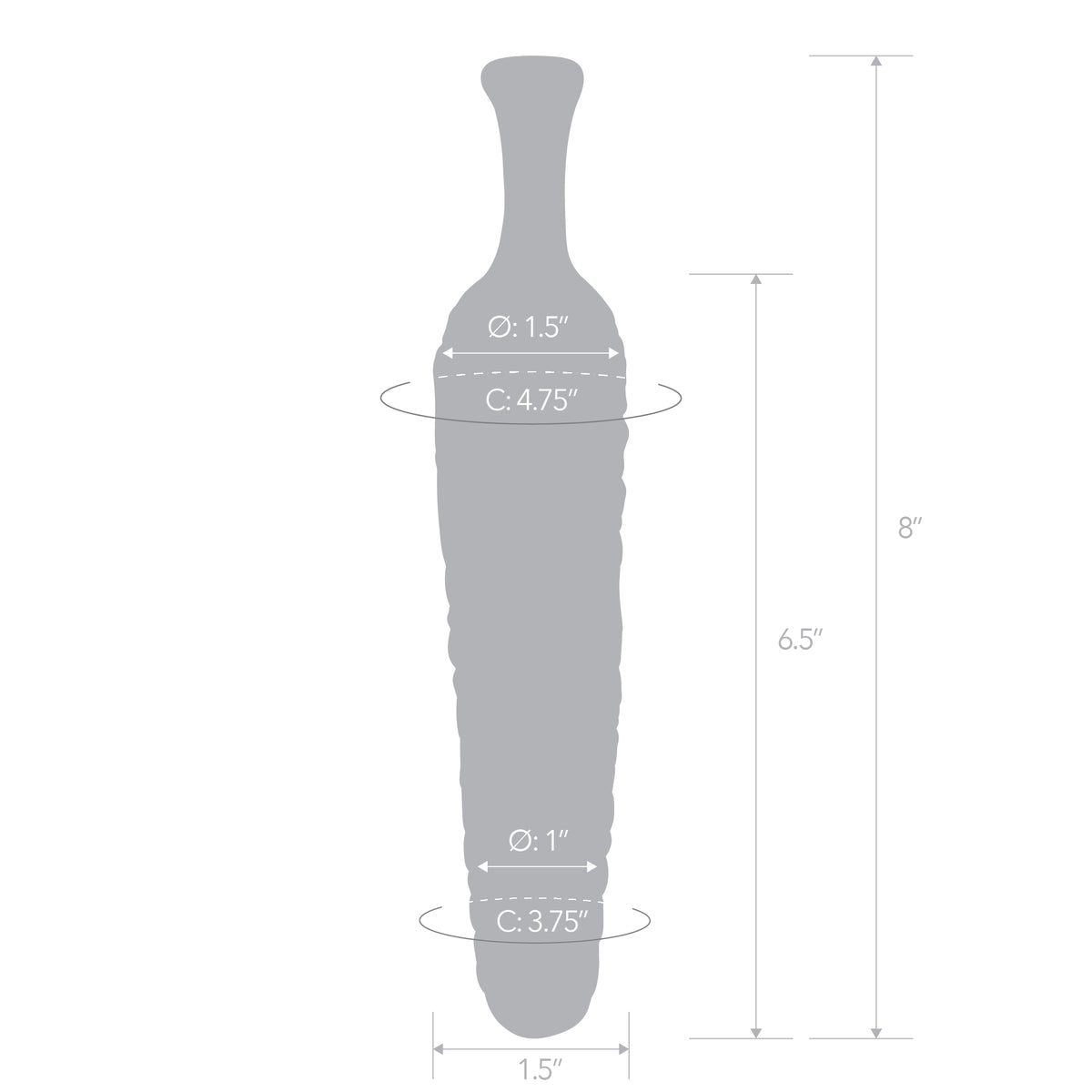8" Cornstar Rippled Glass Dildo