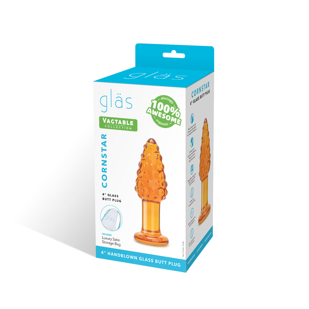 4" Cornstar Nubbed Glass Butt Plug