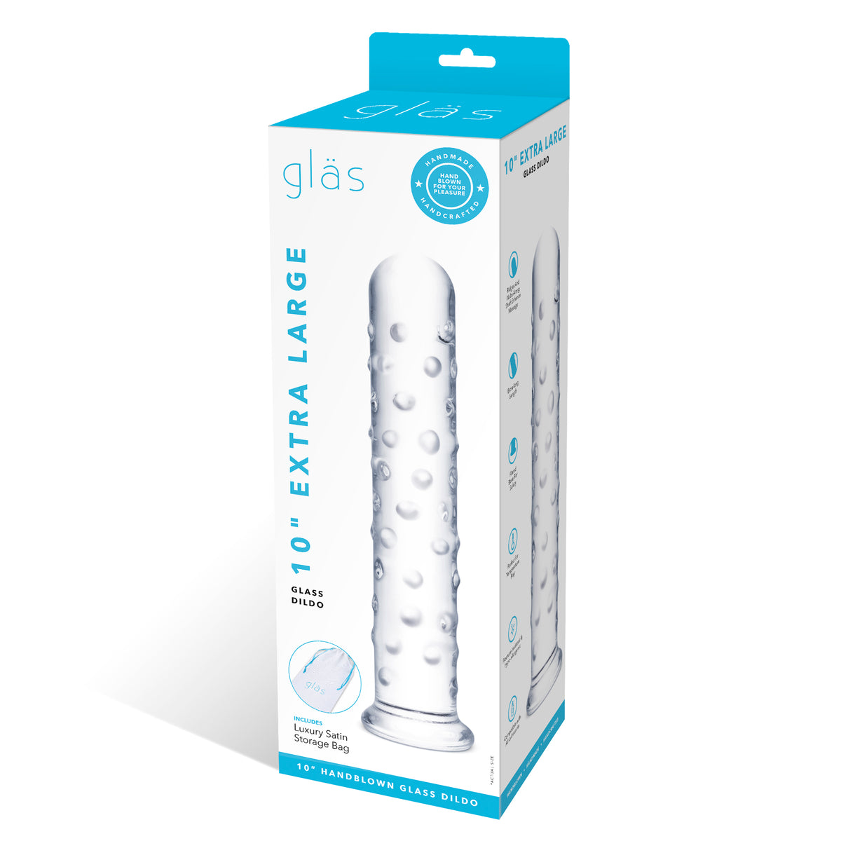 10" Extra Large Nubbed Glass Dildo