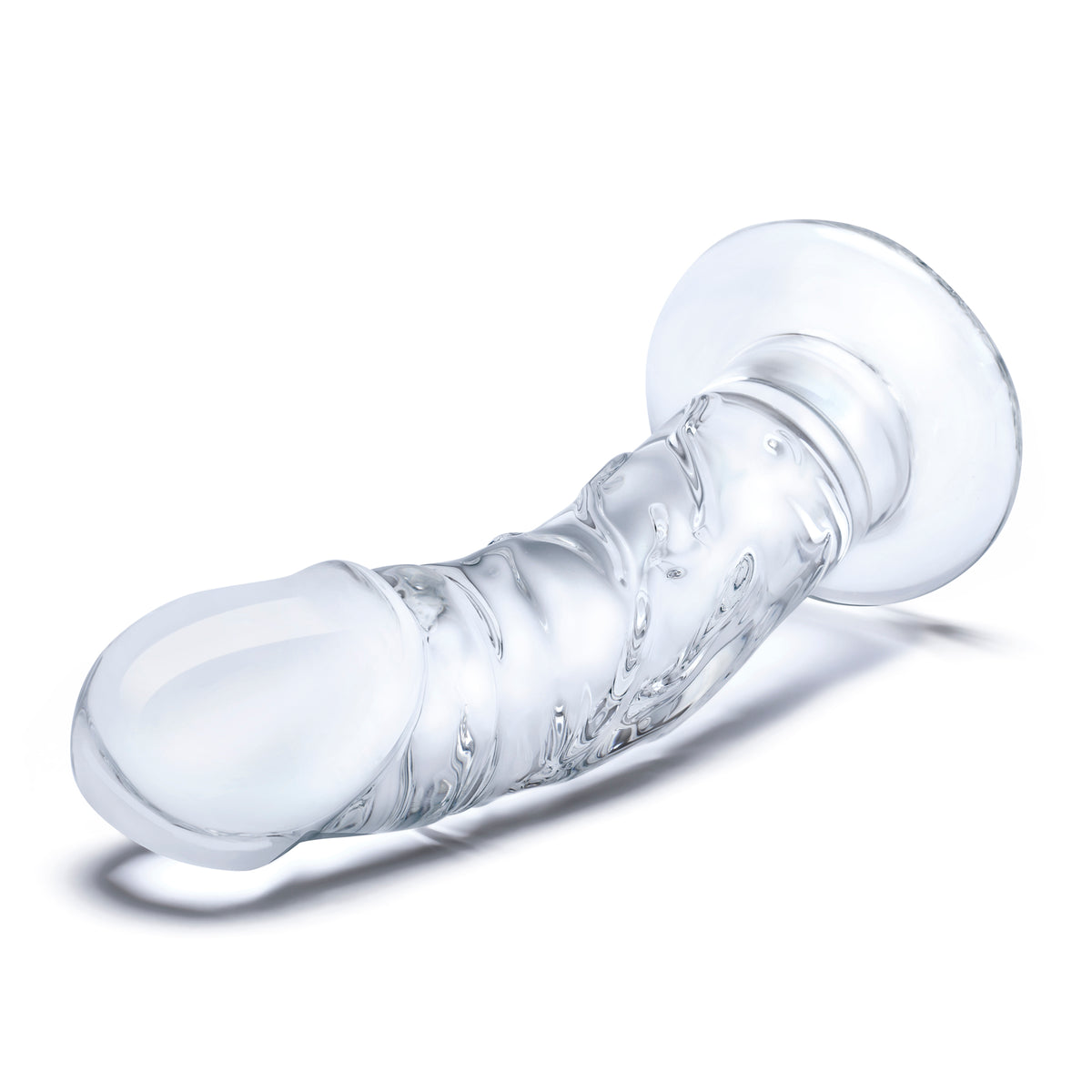 7" Curved Realistic Glass Dildo with Veins