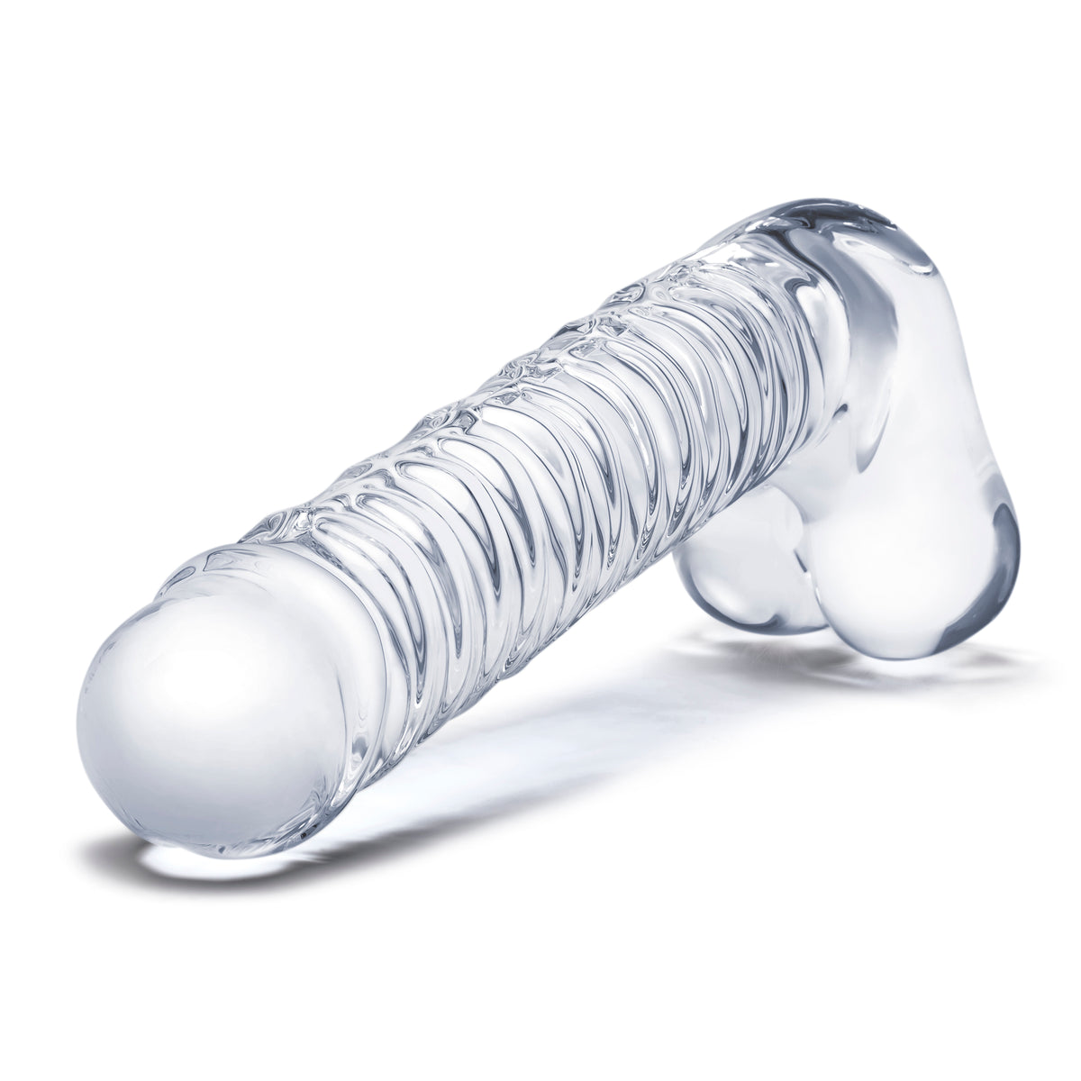 8" Realistic Ribbed G-Spot Glass Dildo