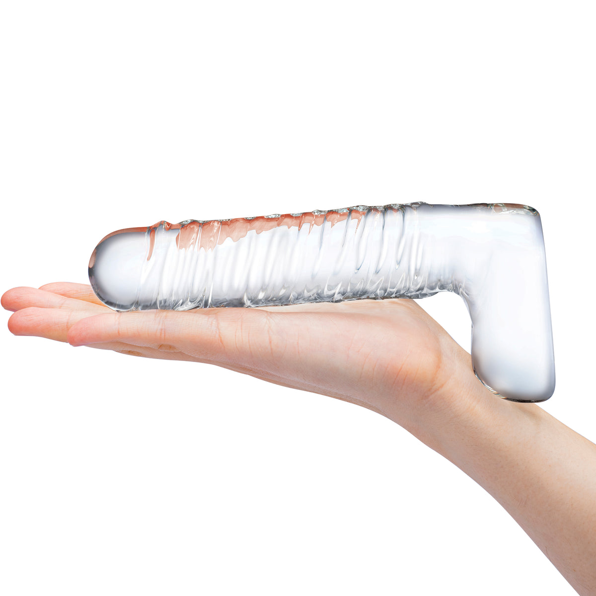 8" Realistic Ribbed G-Spot Glass Dildo