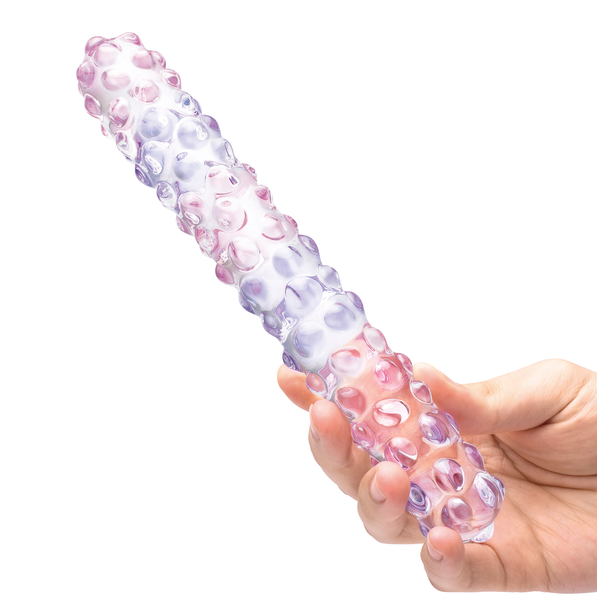 9" Purple Rose Nubbed Glass Dildo