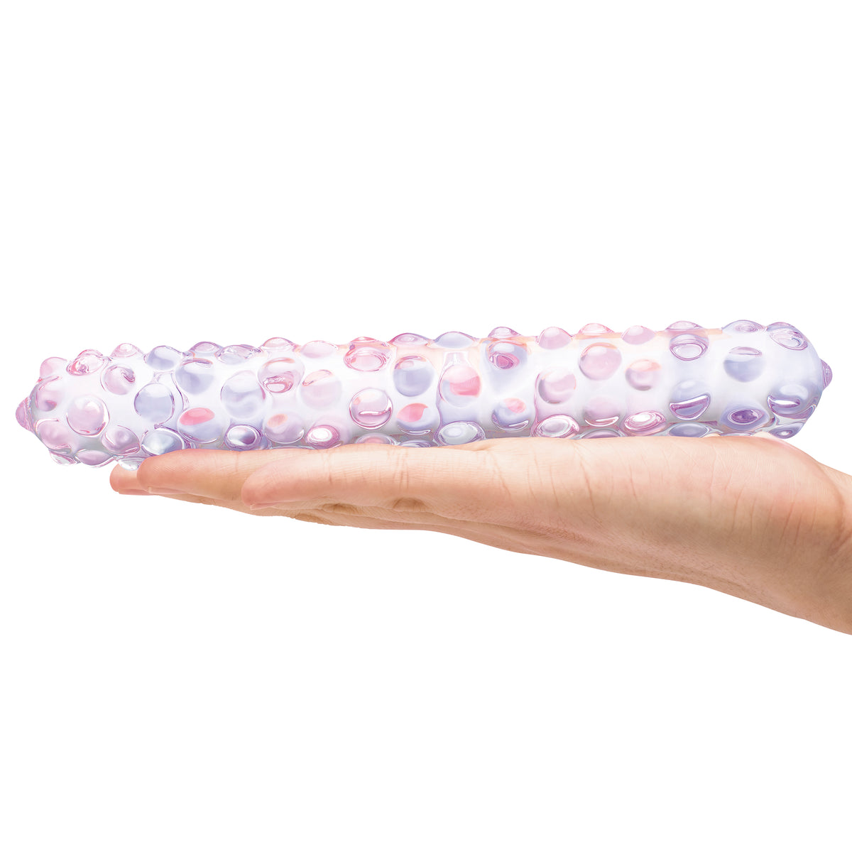 9" Purple Rose Nubbed Glass Dildo
