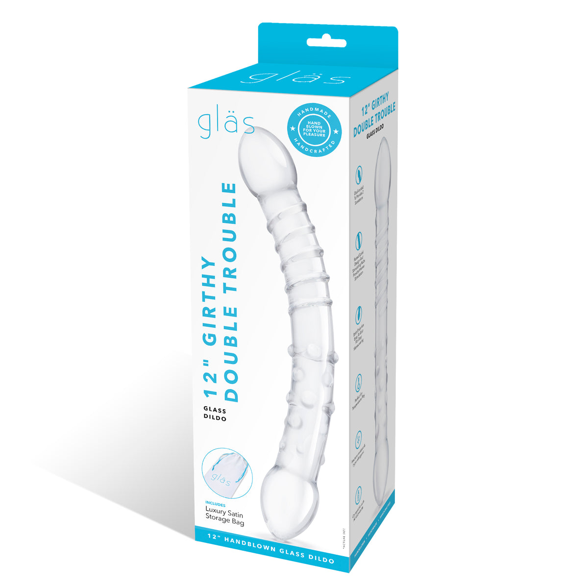 12" Girthy Double Trouble Curved Glass Dildo
