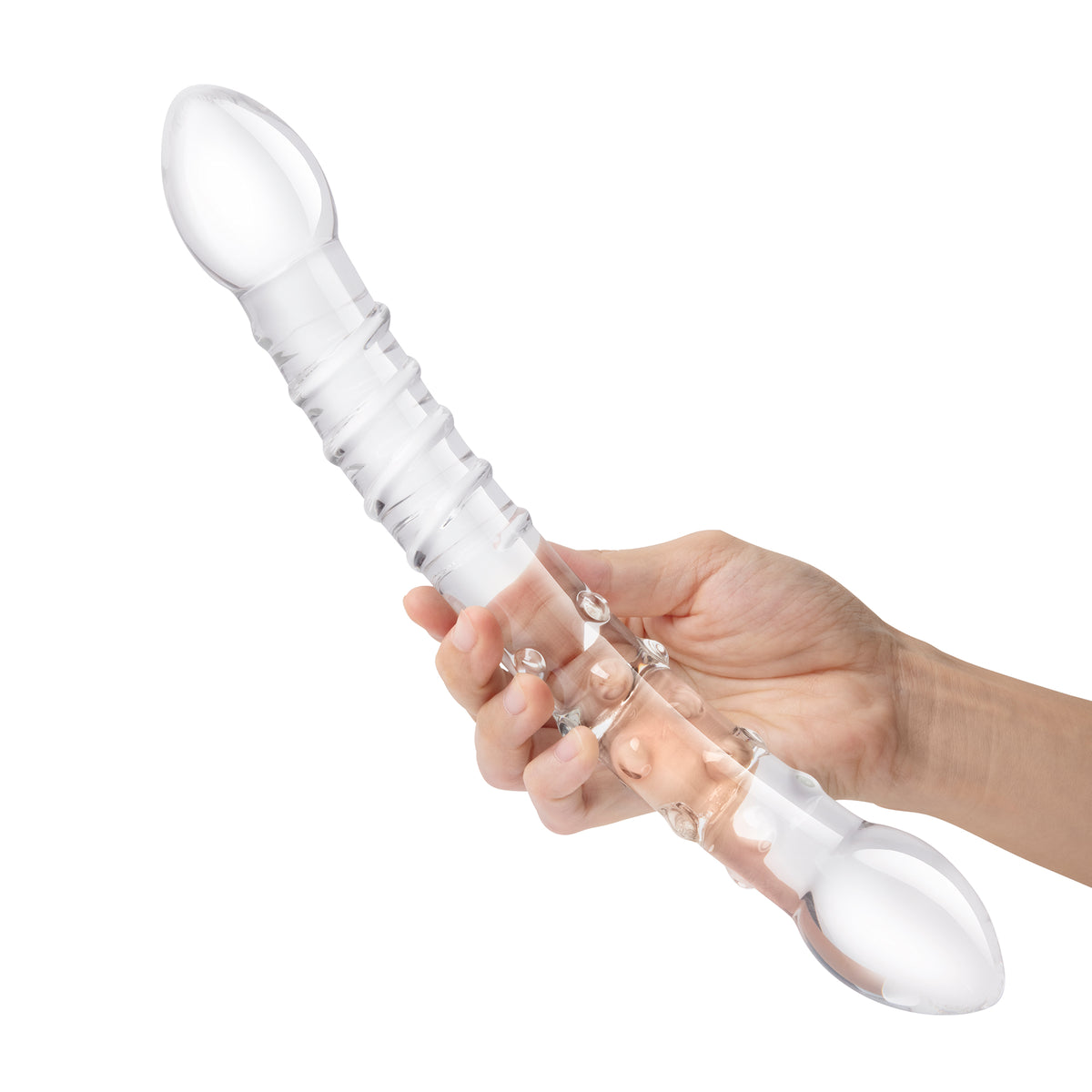 12" Girthy Double Trouble Curved Glass Dildo