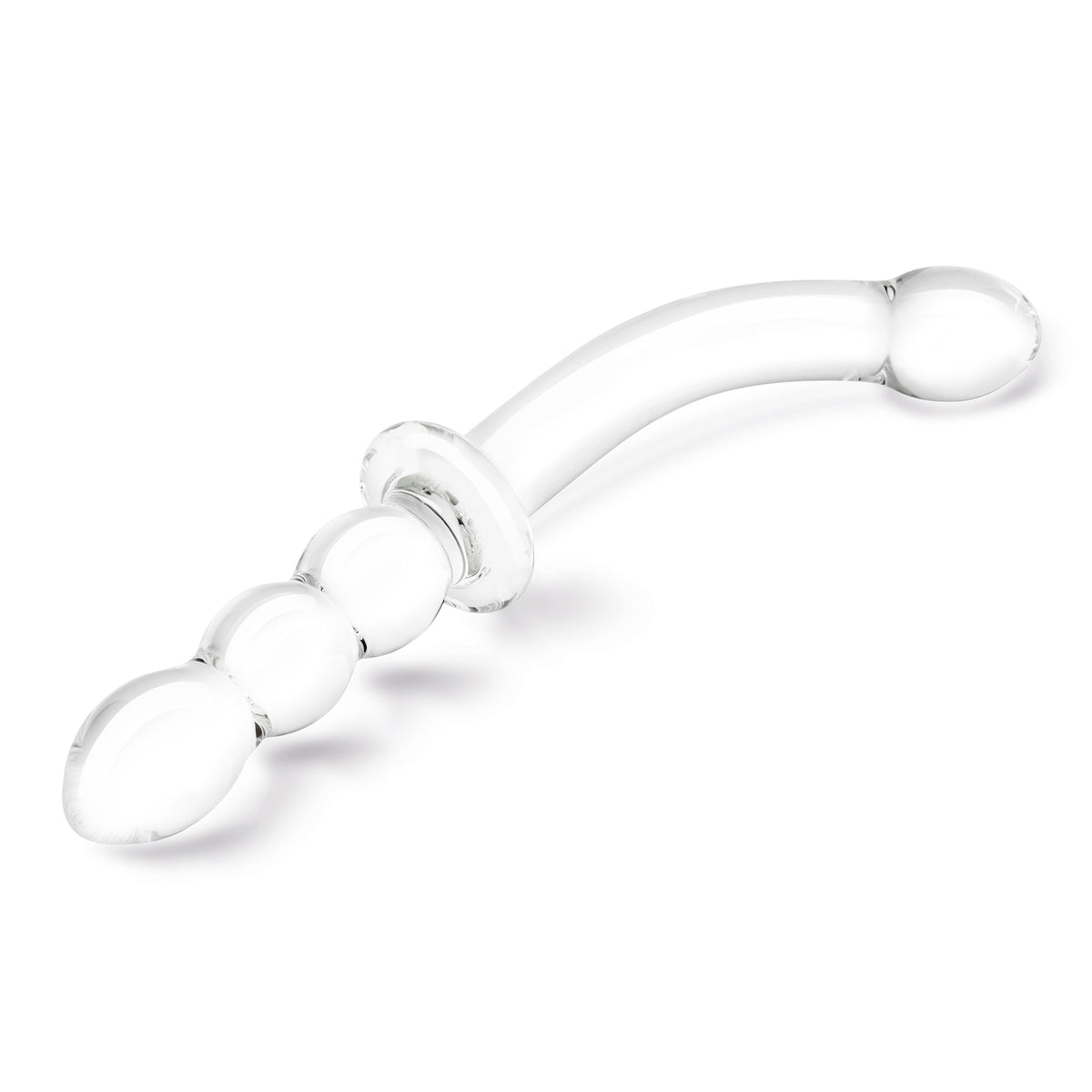 12" Double Ended Glass Dildo With Glass Anal Beads