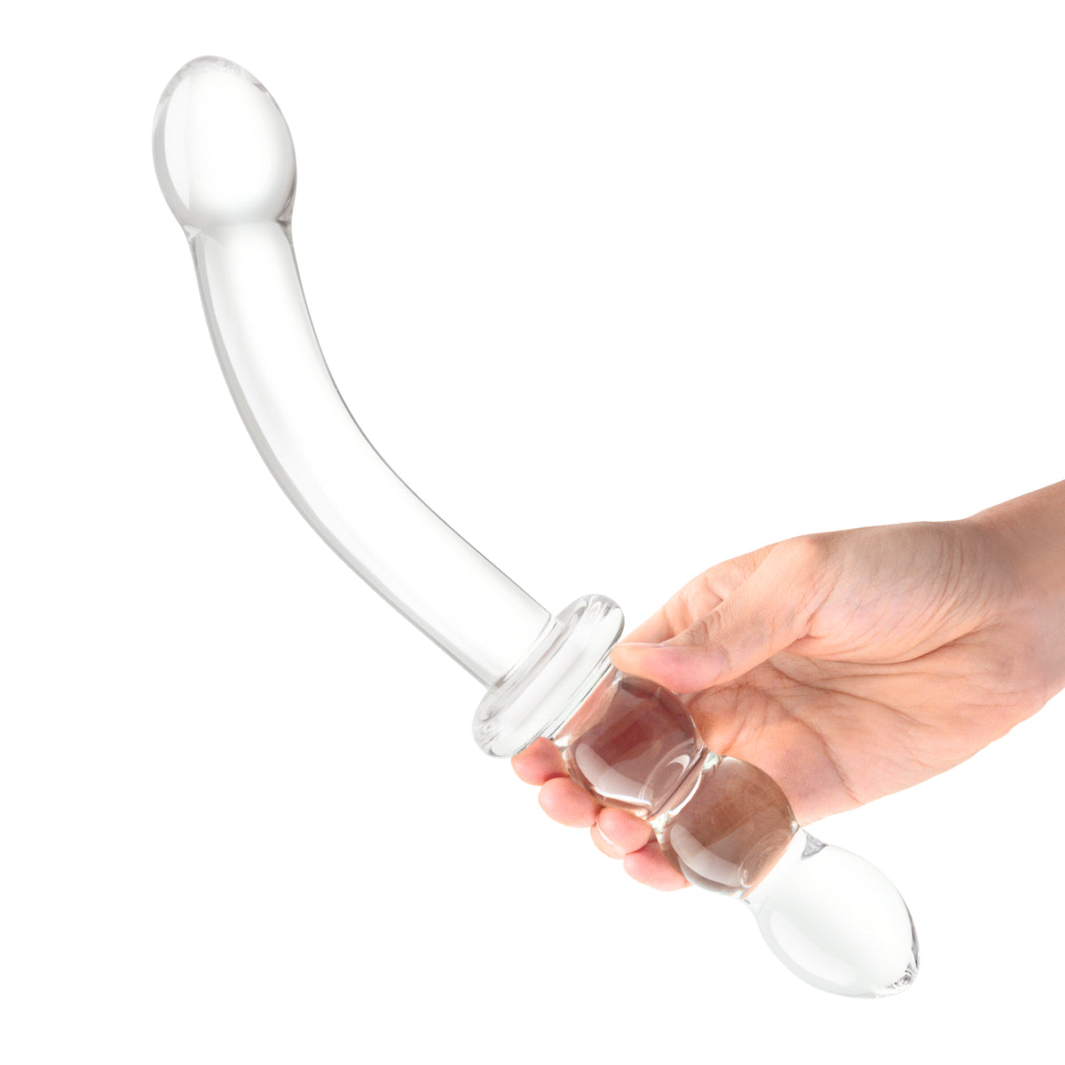 12" Double Ended Glass Dildo With Glass Anal Beads