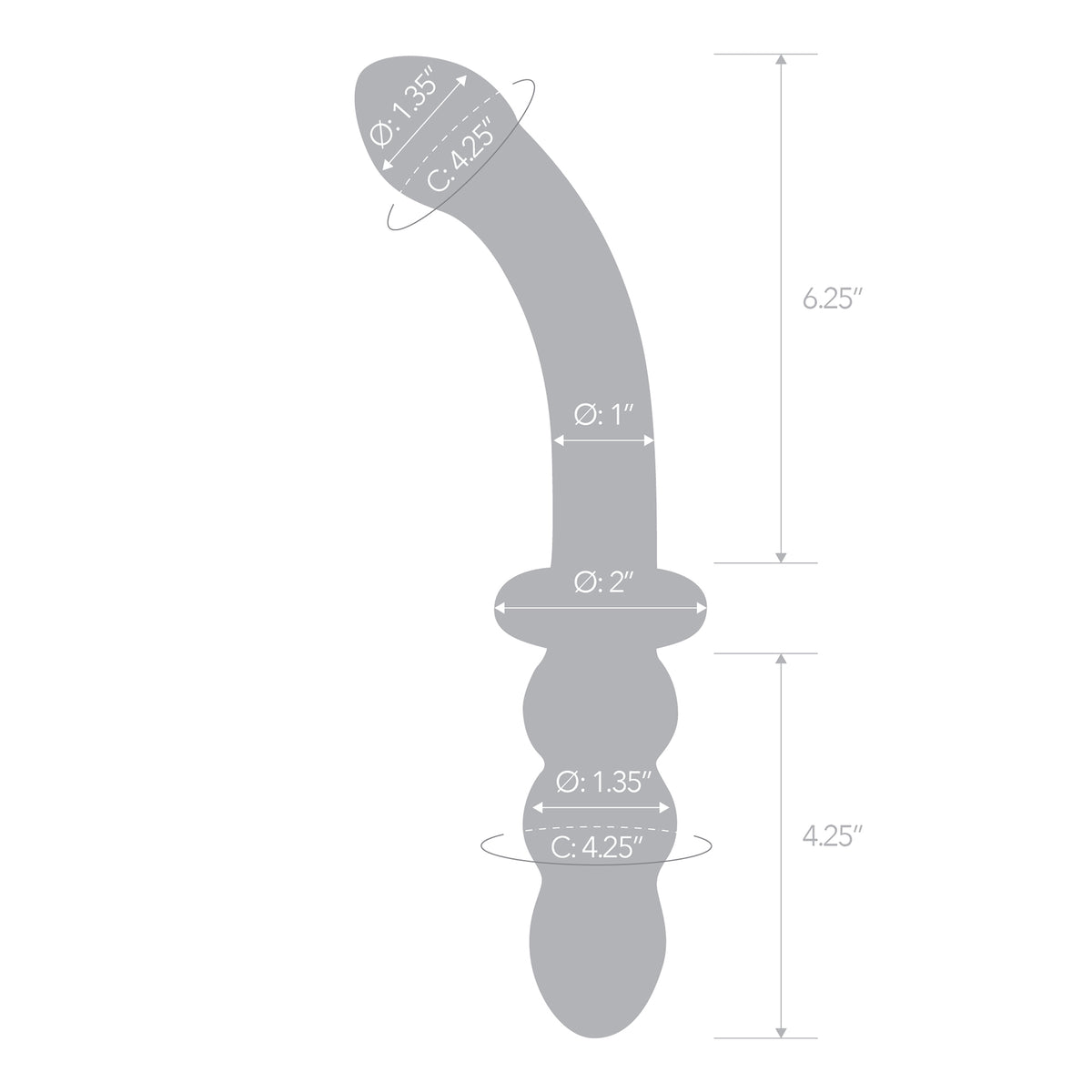 12" Double Ended Glass Dildo With Glass Anal Beads