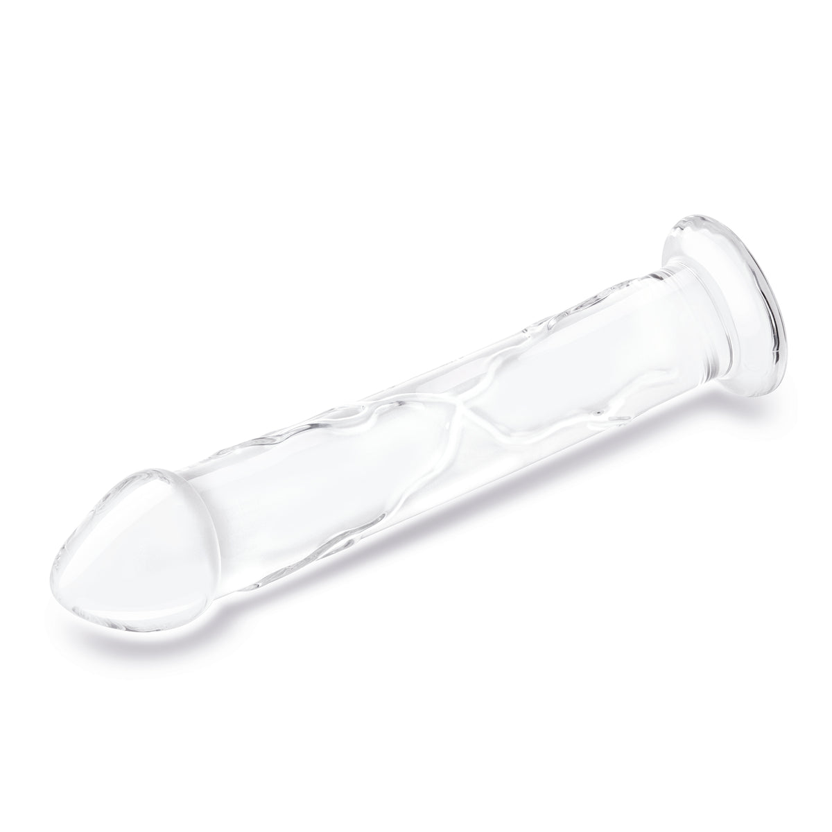 12" Veiny Glass Dildo With Flat Base