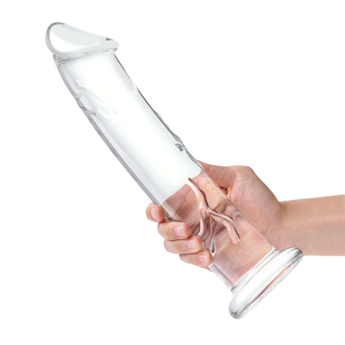 12" Veiny Glass Dildo With Flat Base