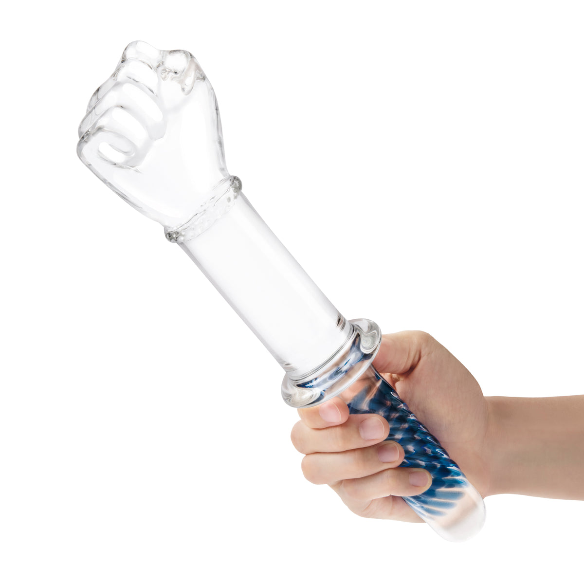 11" Fist Rippled Glass Dildo
