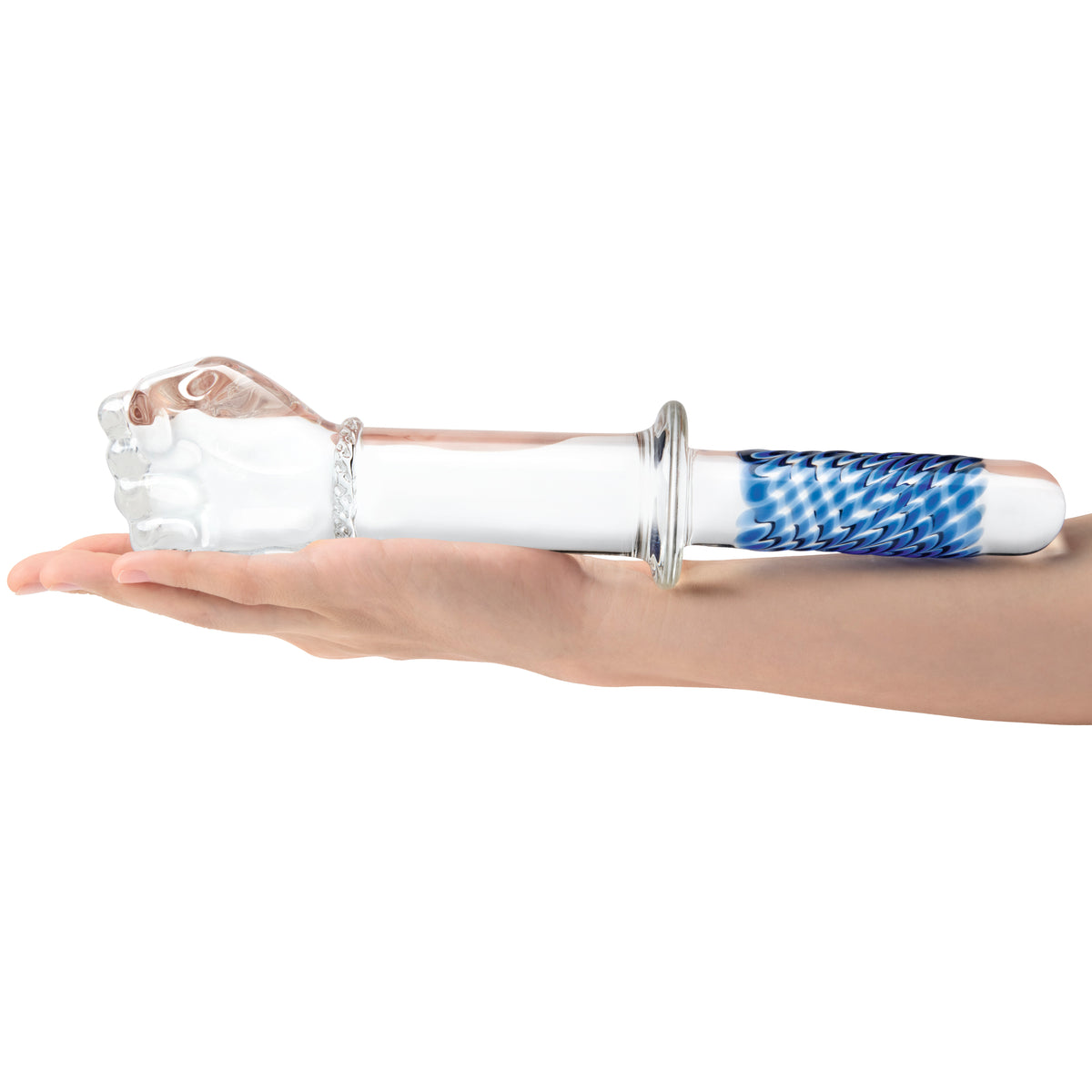 11" Fist Rippled Glass Dildo