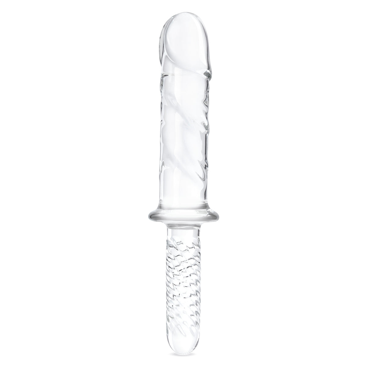 11" Girthy Cock Double Ended Glass Dildo With Handle