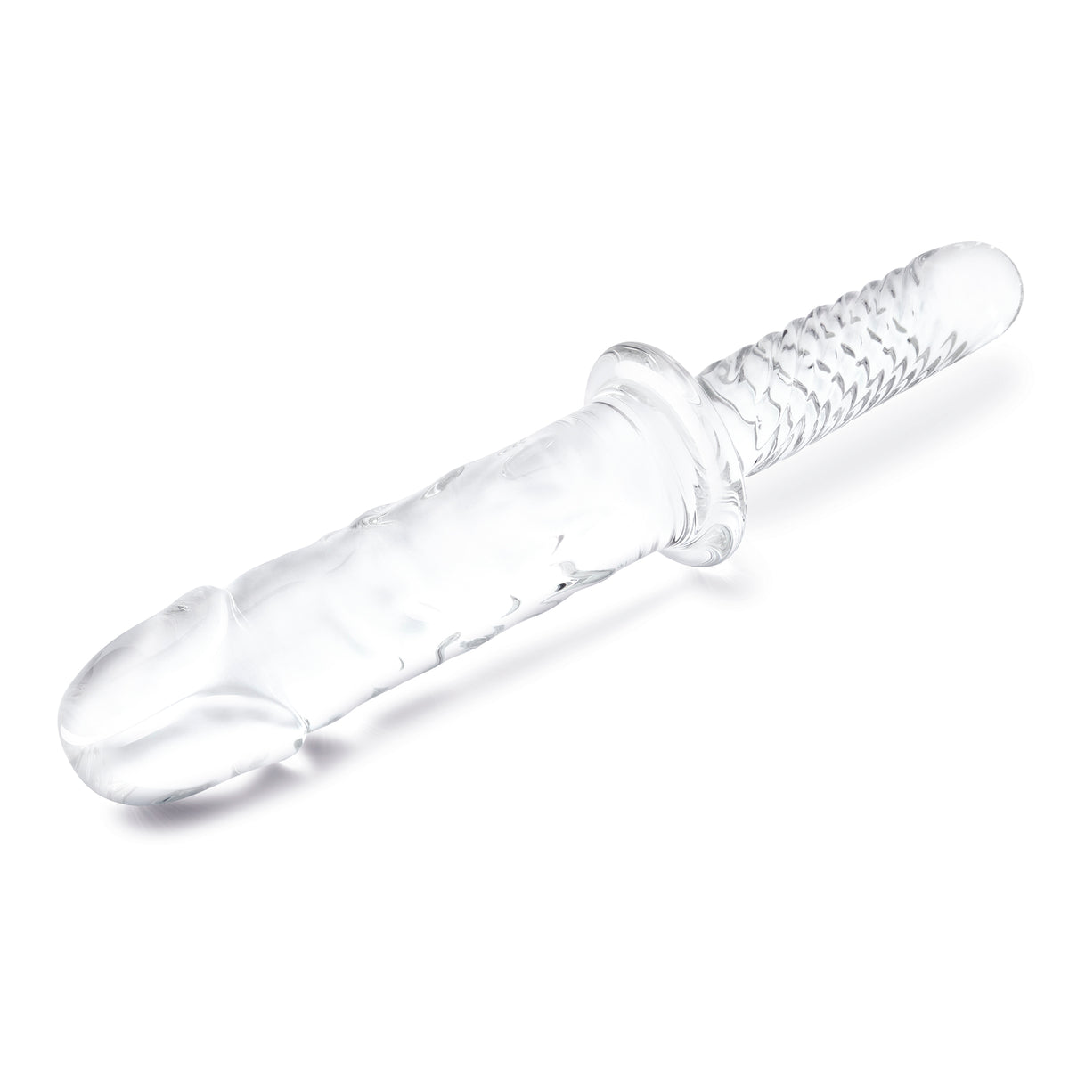 11" Girthy Cock Double Ended Glass Dildo With Handle