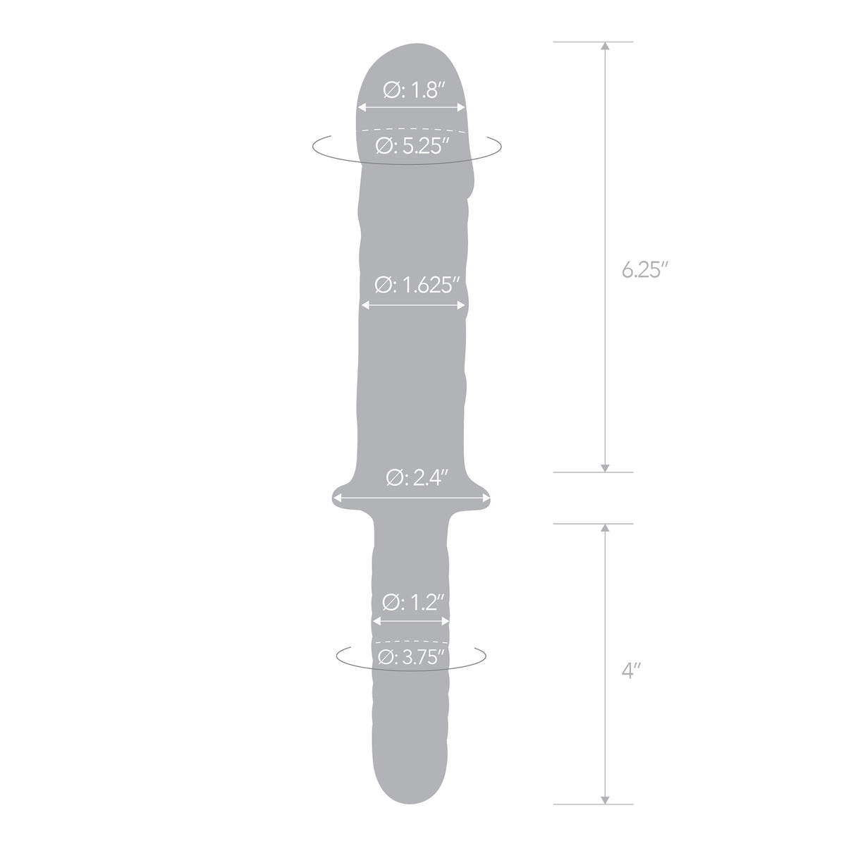 11" Girthy Cock Double Ended Glass Dildo With Handle