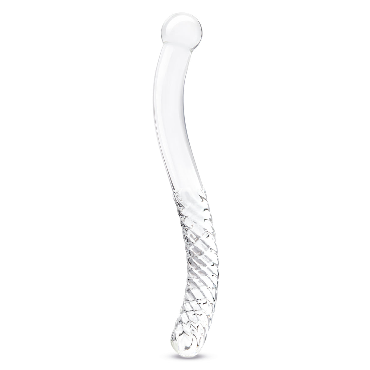 11" Pelvic Wand Curved Double Ended Glass Dildo