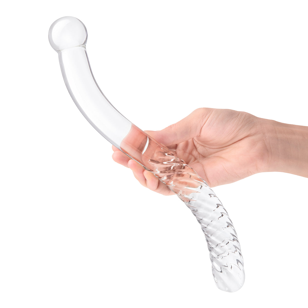 11" Pelvic Wand Curved Double Ended Glass Dildo