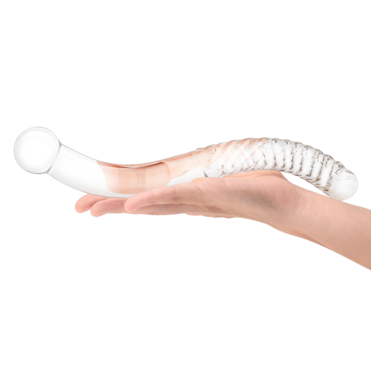 11" Pelvic Wand Curved Double Ended Glass Dildo