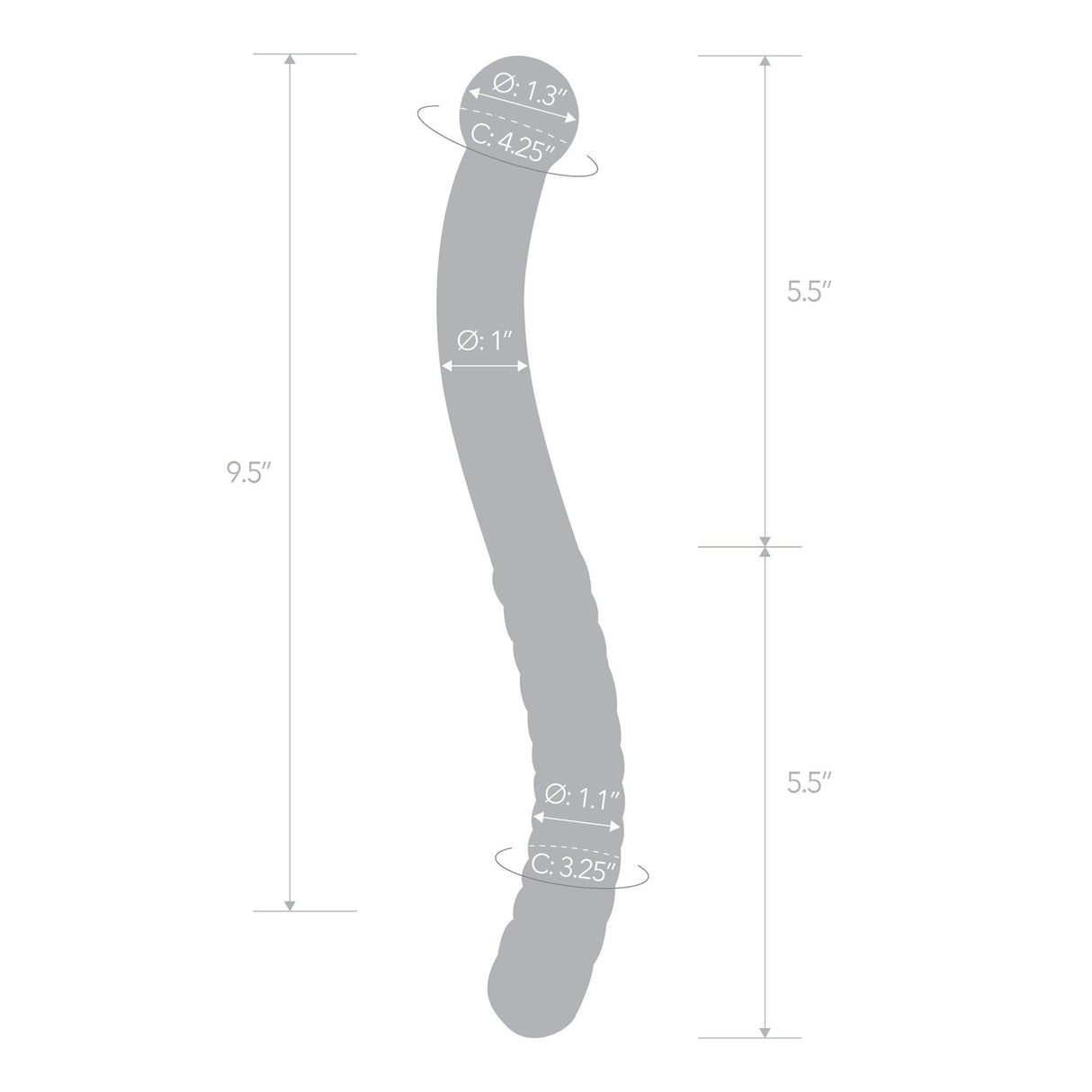 11" Pelvic Wand Curved Double Ended Dildo