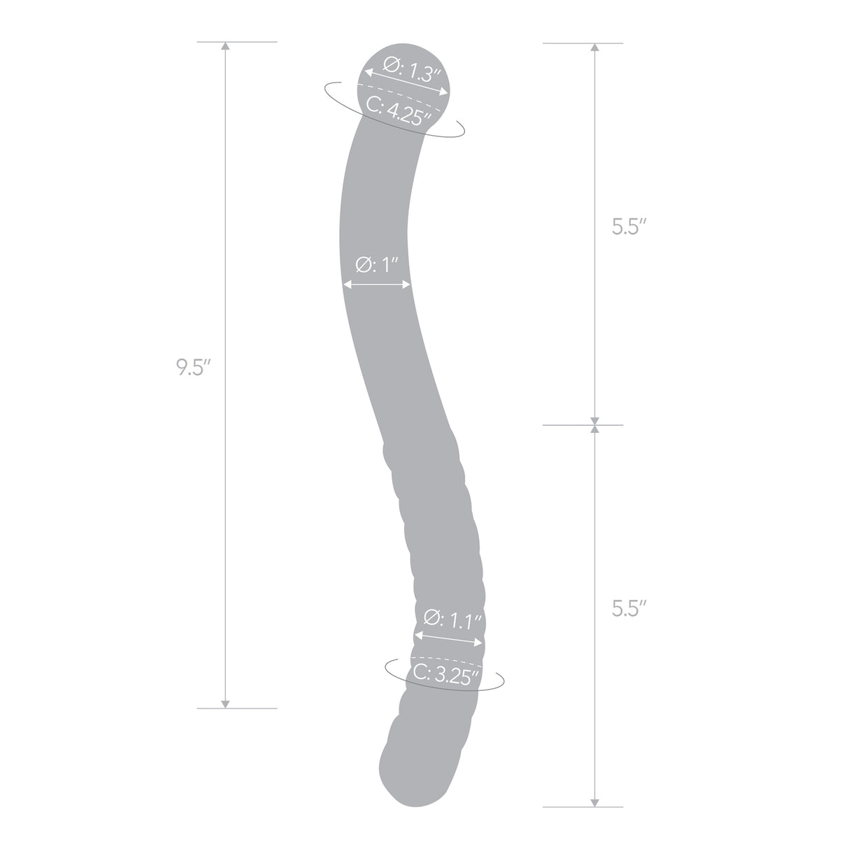 11" Pelvic Wand Curved Double Ended Dildo