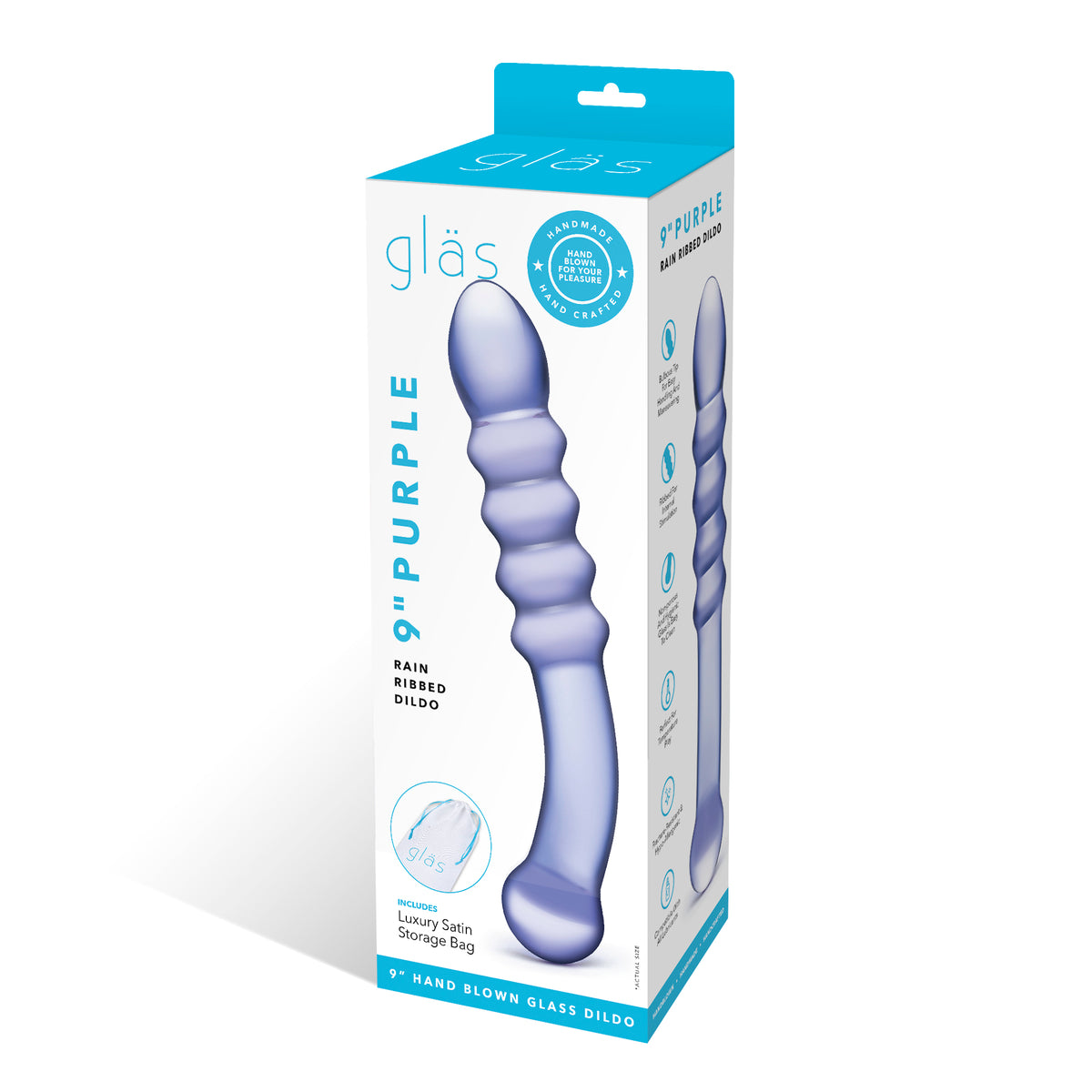7" Purple Rain Ribbed Glass Dildo
