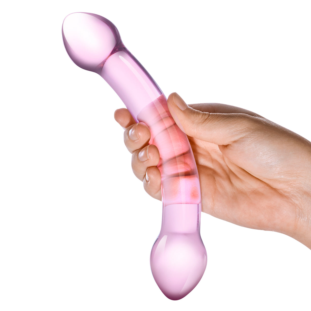 6.5" Double Trouble Purple Curved Glass Dildo