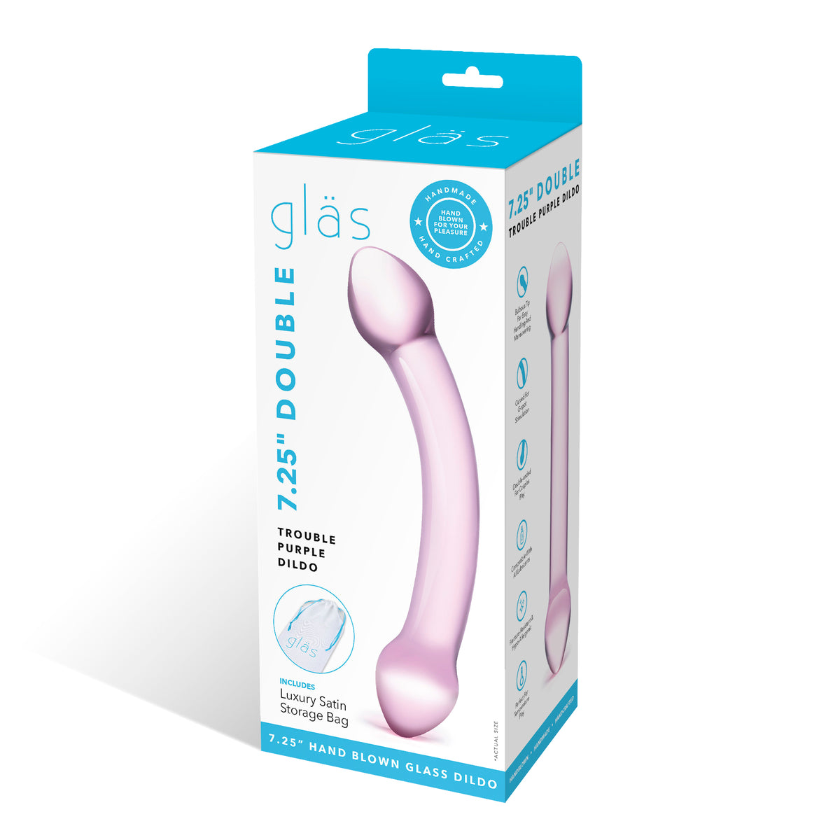 6.5" Double Trouble Purple Curved Glass Dildo