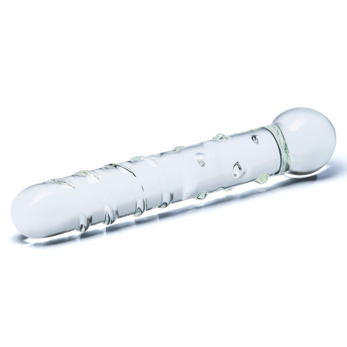 6" Callisto Nubbed Clear Rippled Glass Dildo